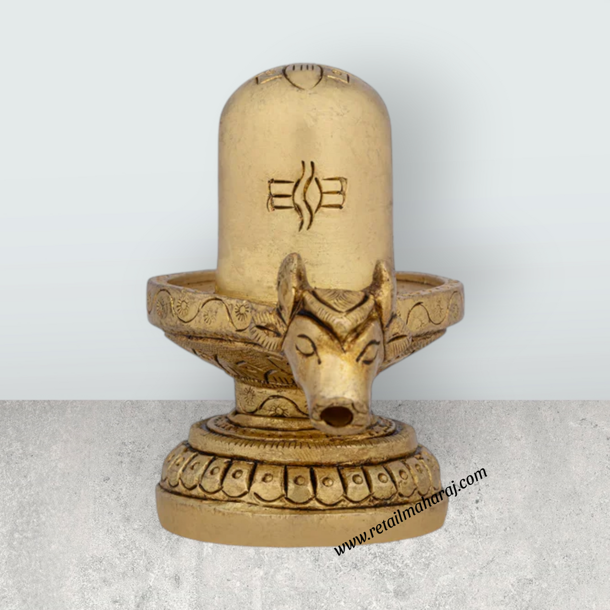 Shiv Ling Murti With Nandi Face Avudaiyar - 3.25 x 3.5 Inches | Antique Brass Shiva Lingam Statue for Pooja