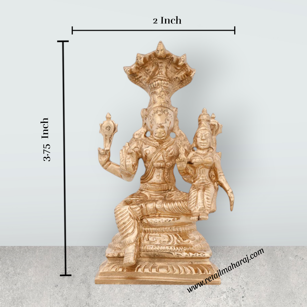 Lakshmi Hayagriva Statue With Sheshnag - 3.75 x 2 Inches | Panchaloha Statue/ Lakshmi Hayagreevar Idol for Pooja - Retail Maharaj