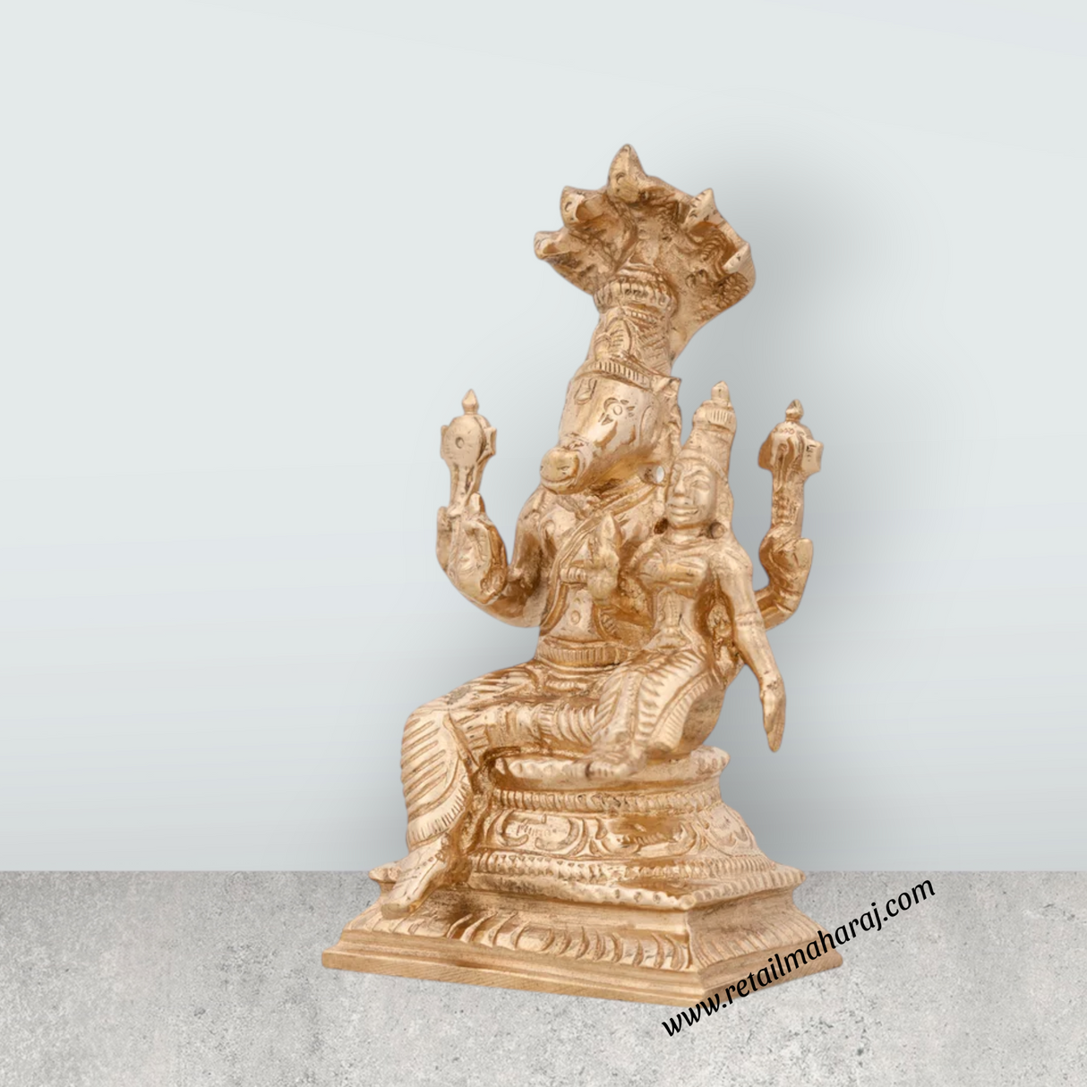 Lakshmi Hayagriva Statue With Sheshnag - 3.75 x 2 Inches | Panchaloha Statue/ Lakshmi Hayagreevar Idol for Pooja - Retail Maharaj