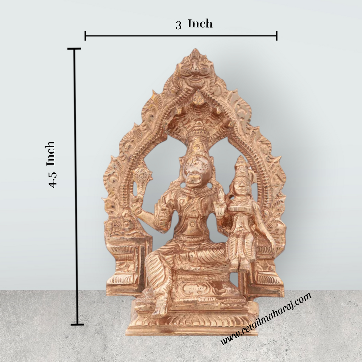 Lakshmi Hayagriva Statue With Arch - 4.5 x 3 Inches | Panchaloha Statue/ Lakshmi Hayagreevar Idol for Pooja - Retail Maharaj