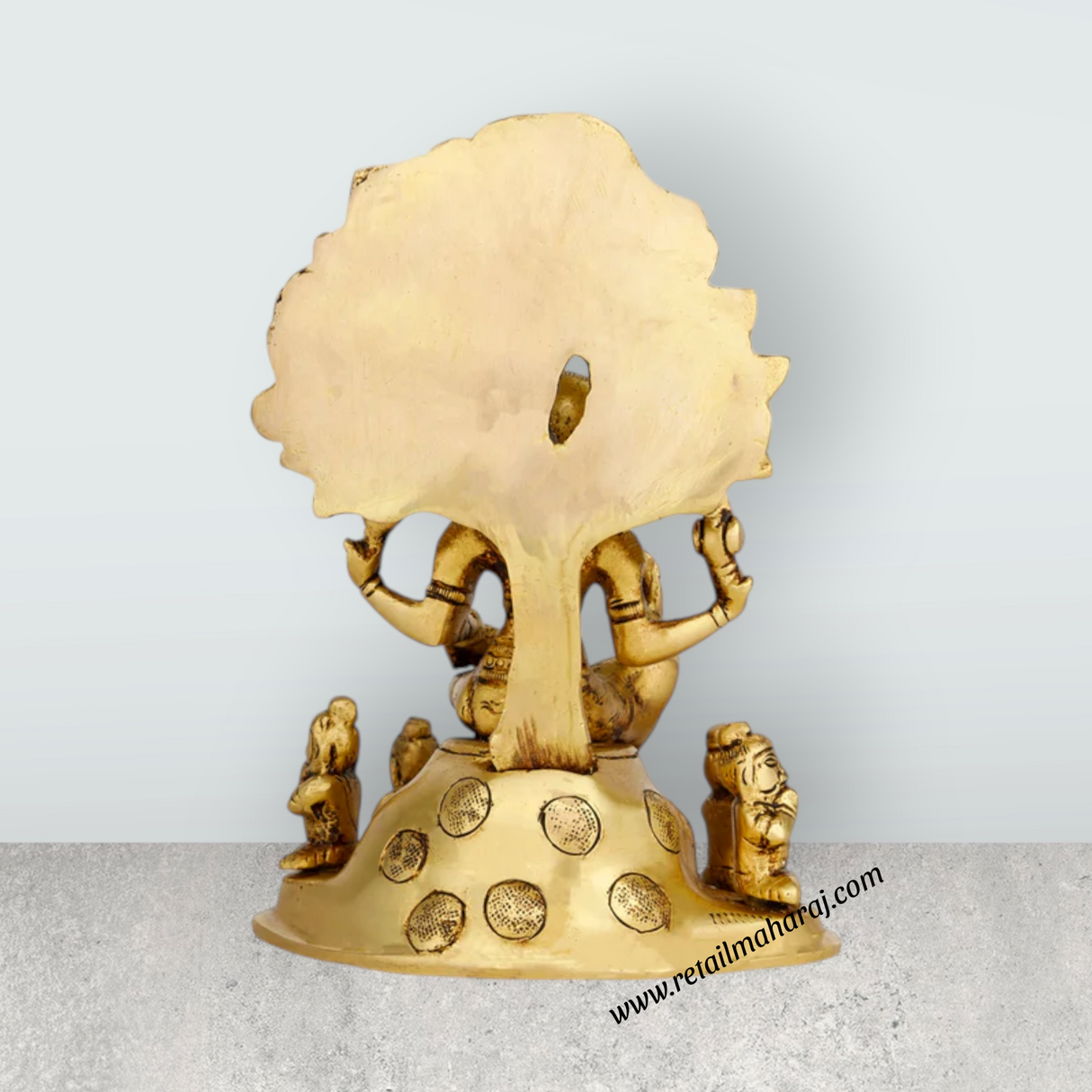 Dakshinamurthy Vigraham With Tree - 7 x 5 Inches | Antique Brass Idol/ Dakshinamurti Statue for Pooja