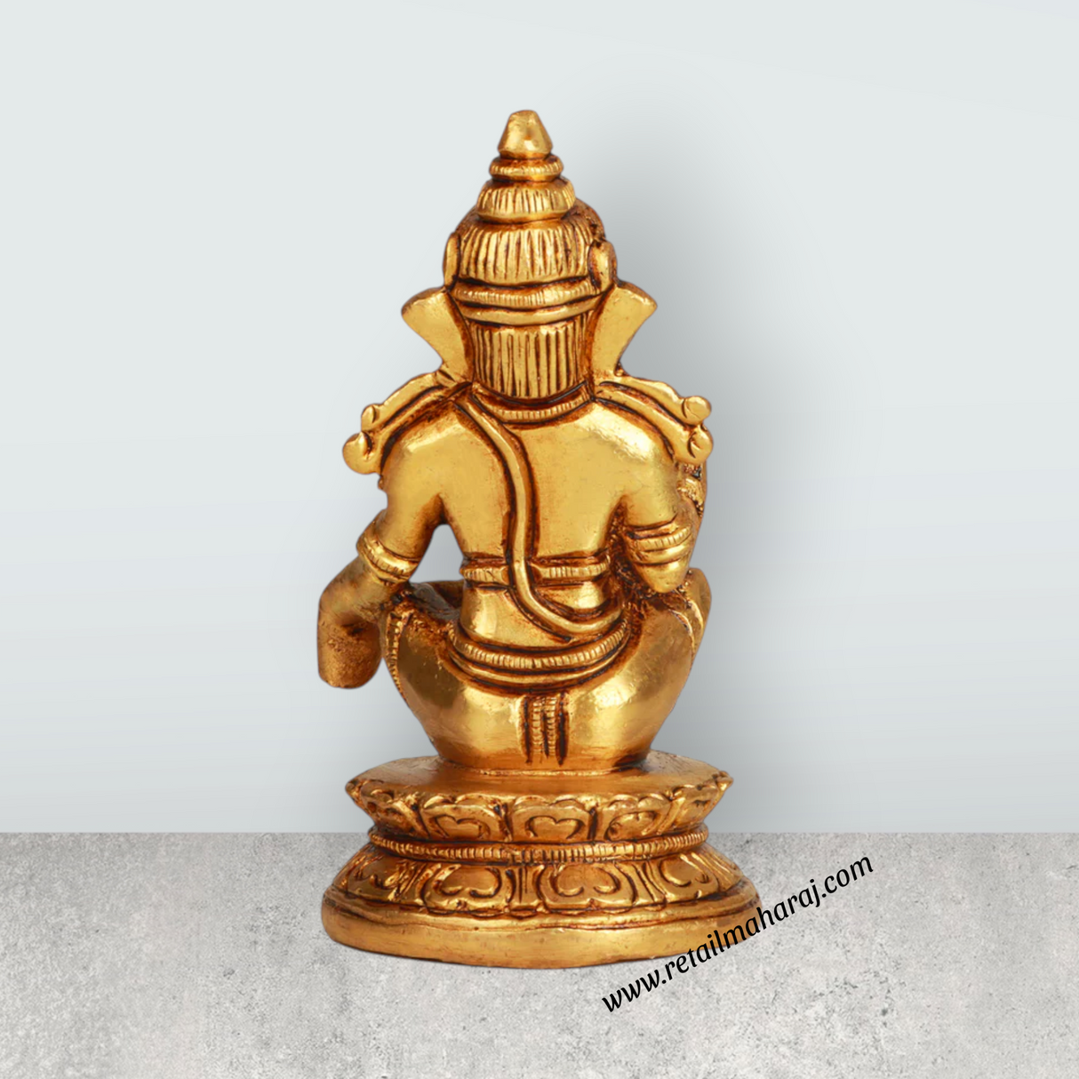 Ayyappan Statue Sitting On Base - 3.5 x 2 Inches | Antique Brass Idol/ Ayyappan Idol for Pooja - Retail Maharaj