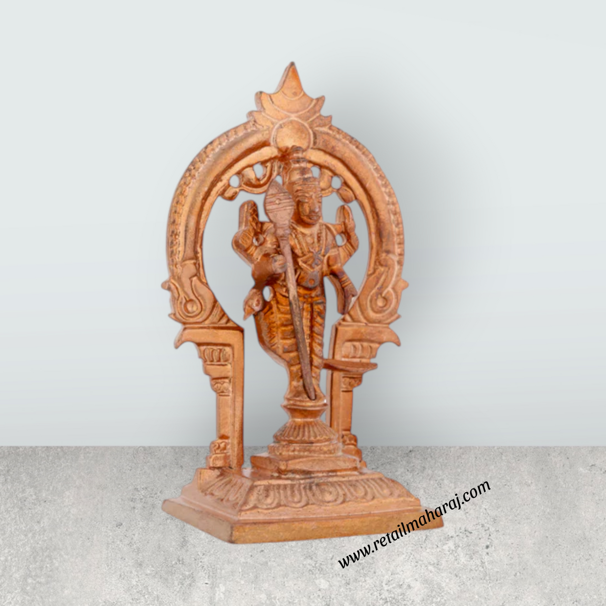 Murugan Statue With Arch – 3.5 x 2 Inches Copper Kartikeya Statue for Worship - Retail Maharaj