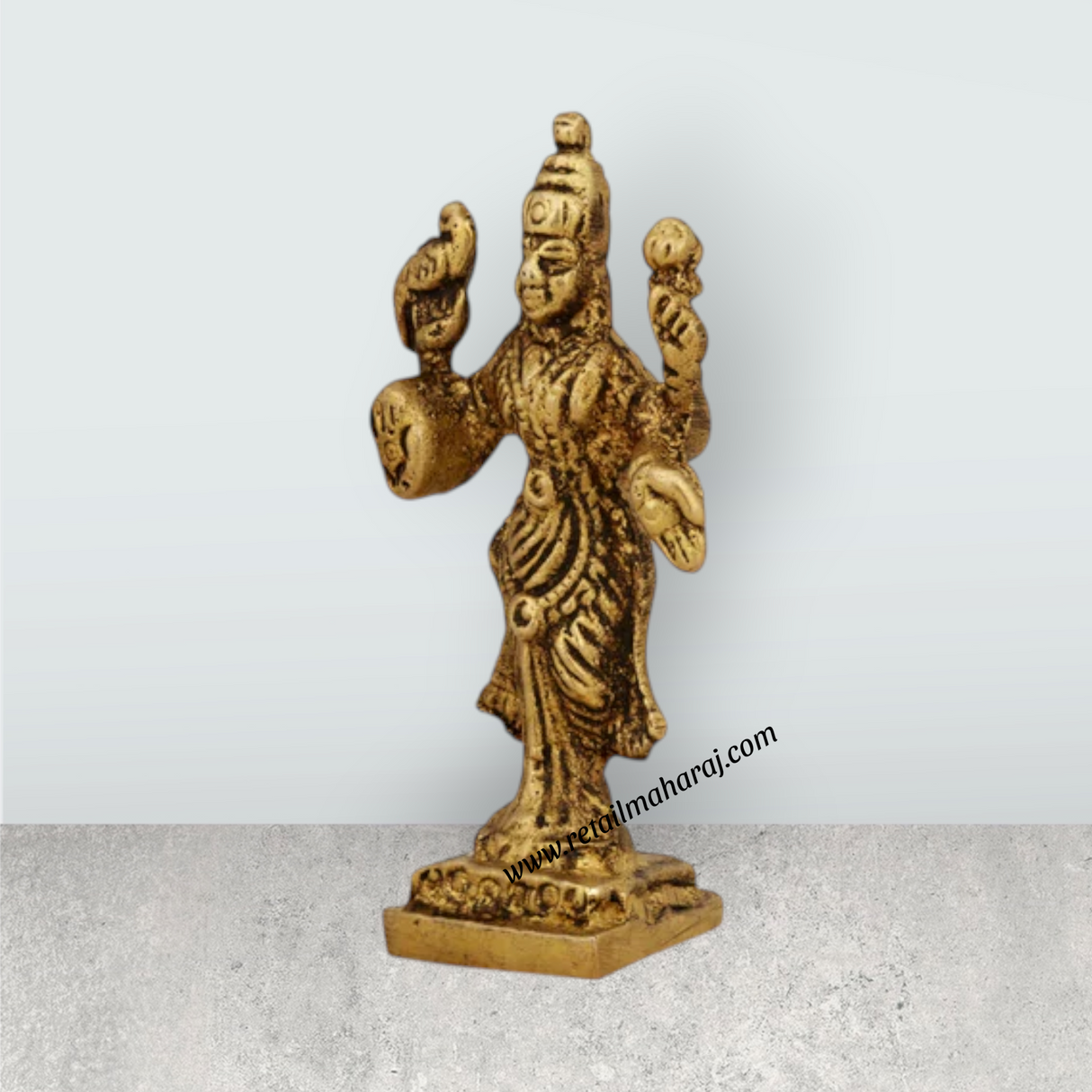 Kannika Parameshwari Amman Standing On Base- 2 X 1 Inches | Antique Brass Idol/ Kanyaka Parameshwari For Pooja - Retail Maharaj