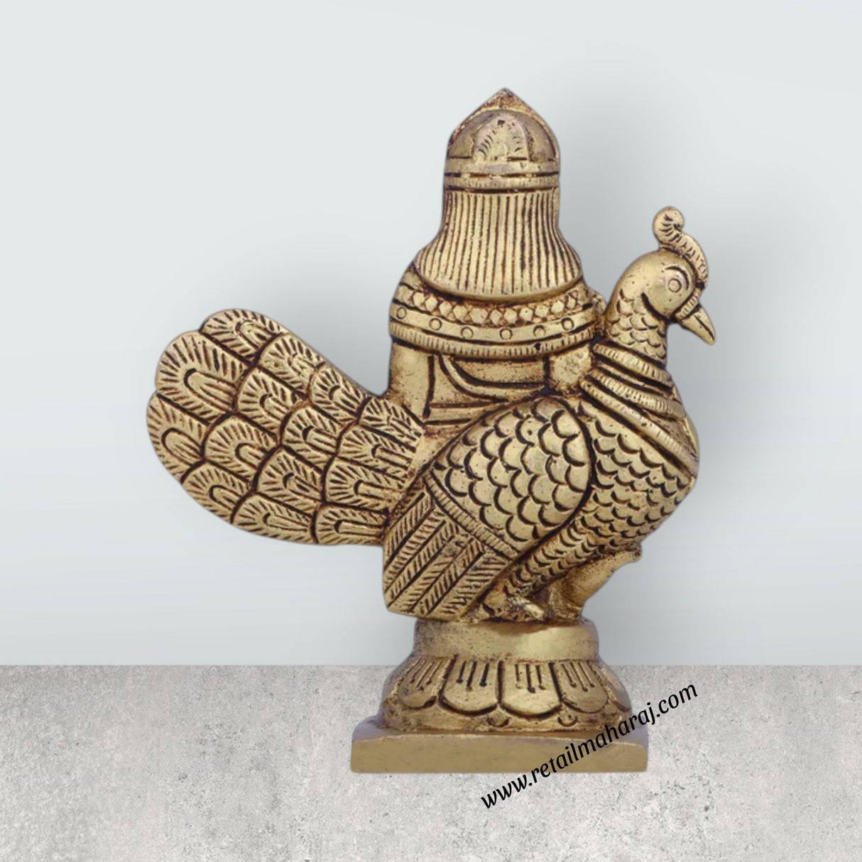 Balamurugan Statue - 3.75 x 3.5 Inches | Antique Brass Idol/ Bala Murugan Statue for Pooja/ 390 Gms Approx