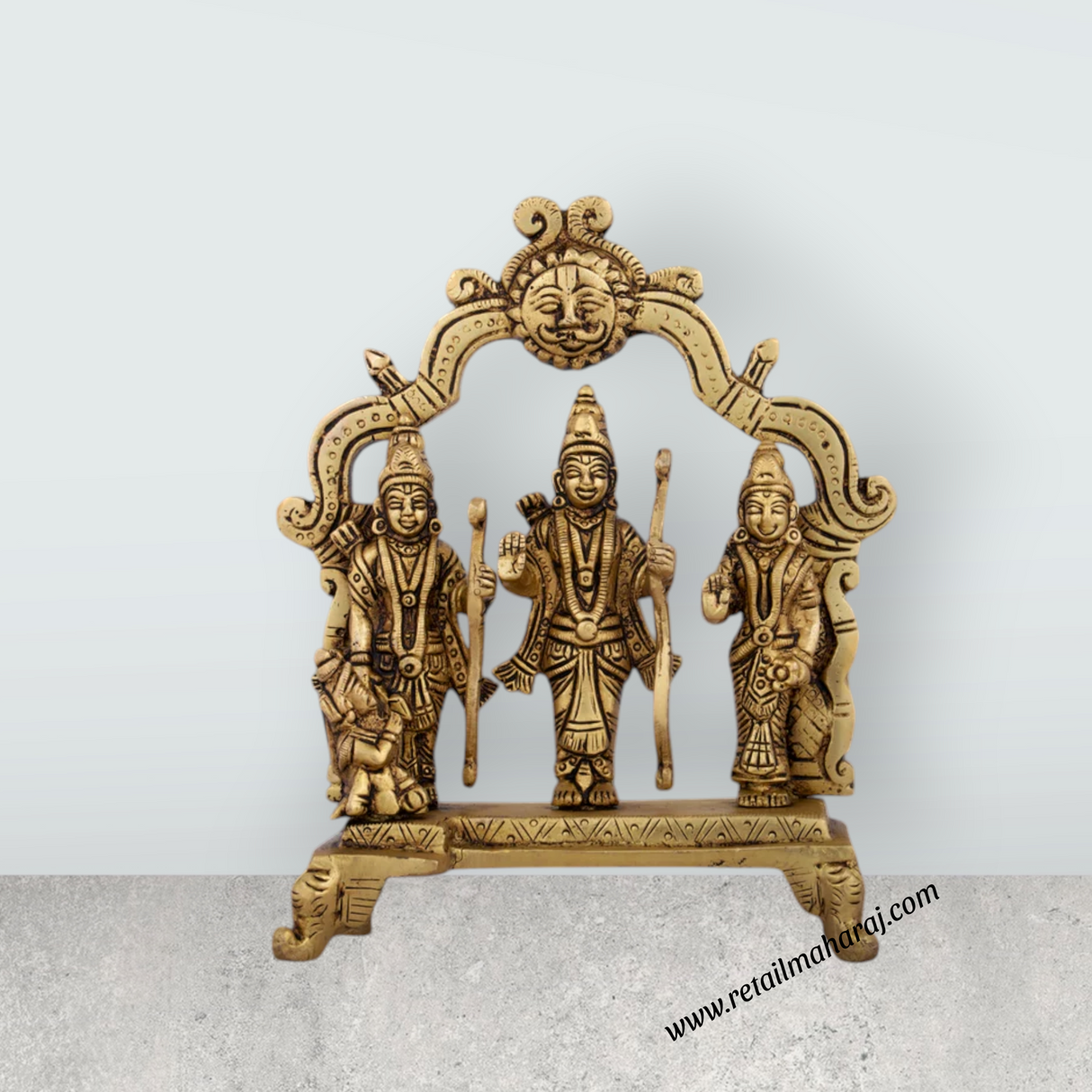 Ram Darbar Statue with Arch - 7 x 5.5 Inches | Brass Statue/ Ram Darbar Murti for Pooja/ 1.092 Kgs Approx - Retail Maharaj