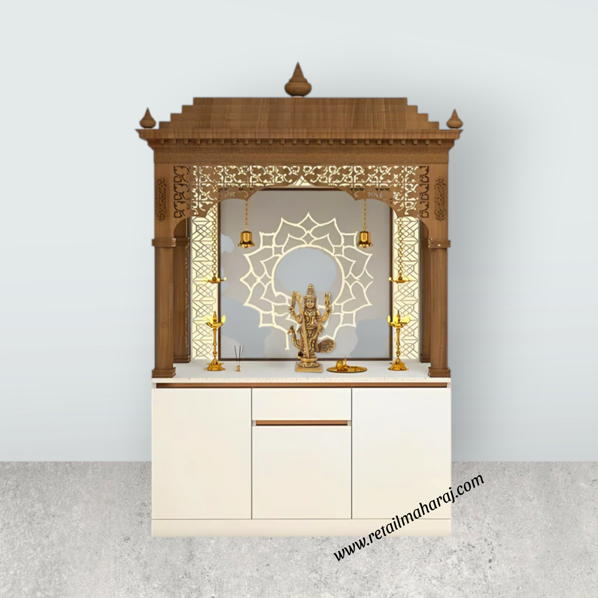 Murugan Statue Standing On Base – Antique Brass Murugan Silai with Peacock for Pooja (5 x 2.5 Inches) - Retail Maharaj