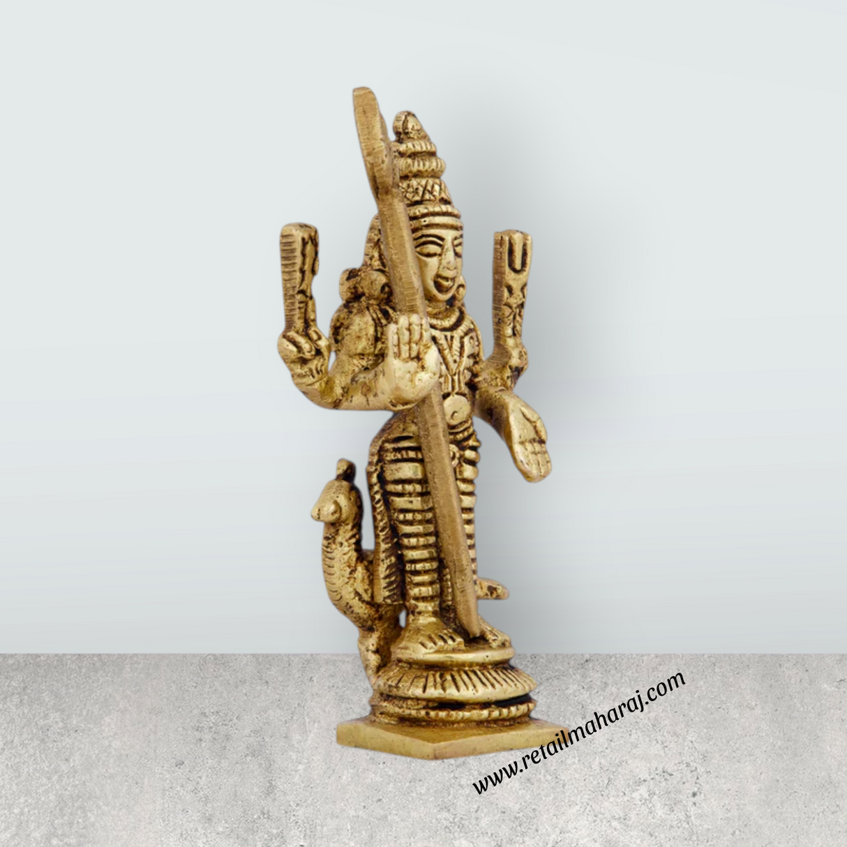 Mayil Murugan Statue - 3.25 x 2 Inches | Antique Brass Statue/ Peacock Murugan Silai for Pooja/ 155 Gms Approx - Retail Maharaj