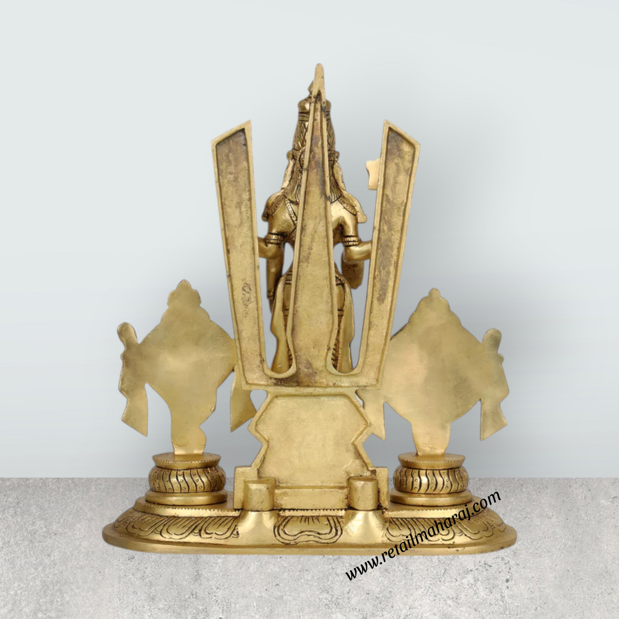 Balaji Murti - 13 Inches | Balaji Statue/ Antique Brass Statue/ Namam Shank Chakra Balaji Idol for Pooja - Retail Maharaj