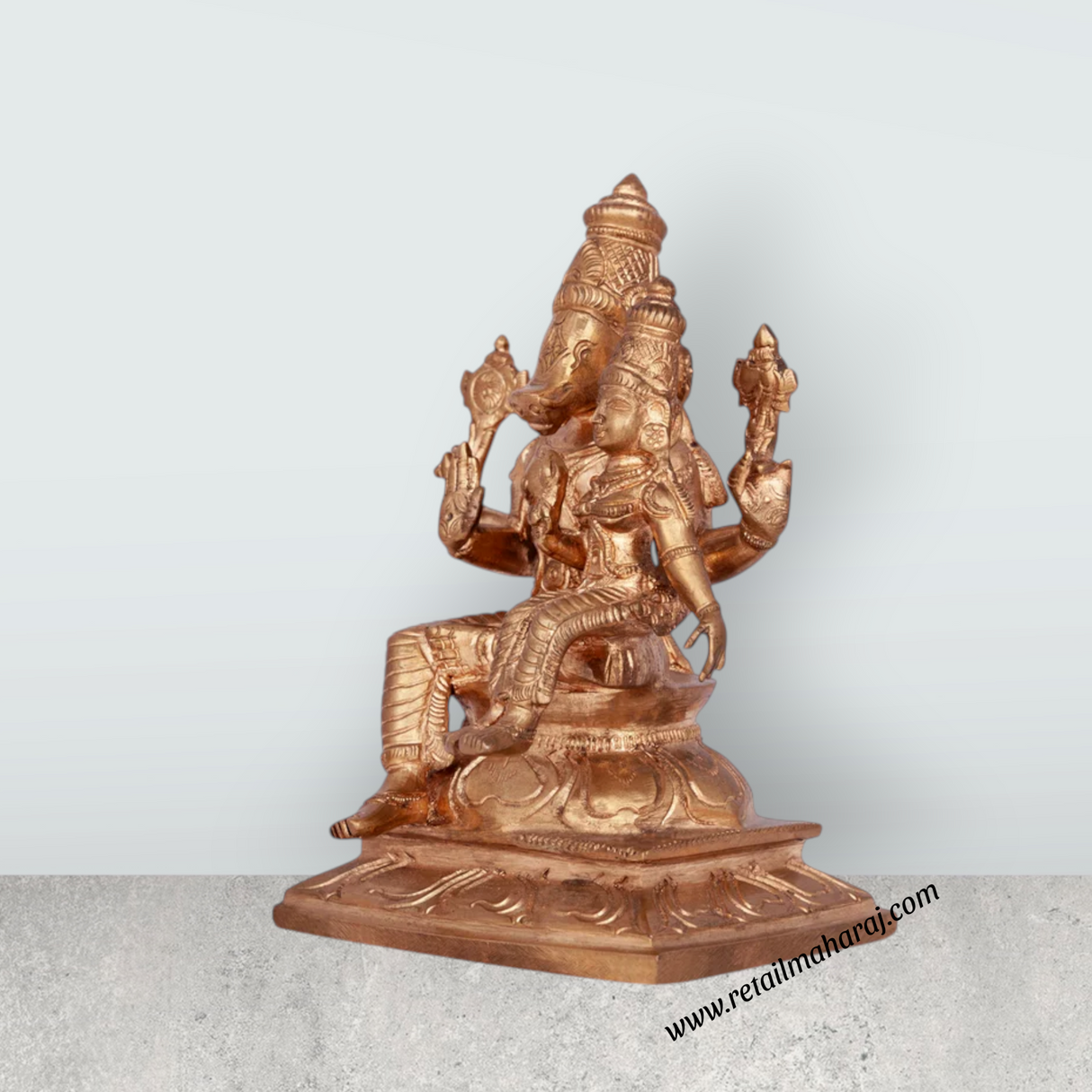 Lakshmi Varahar Murti - 6 x 4 Inches | Panchaloha Idol / Varaha Swamy Statue / Laxmi Varahar for Pooja - Retail Maharaj