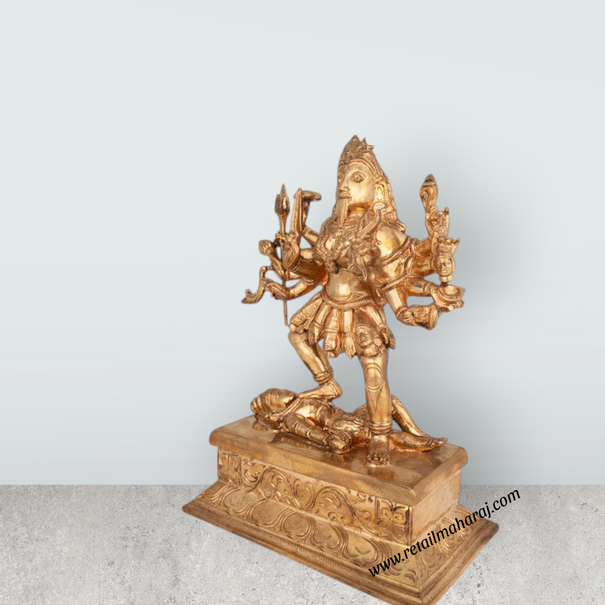 Goddess Kali With Base Murti - 10 x 7.5 Inches | Panchaloha Idol / Kali Statue / Kali Devi for Worship - Retail Maharaj