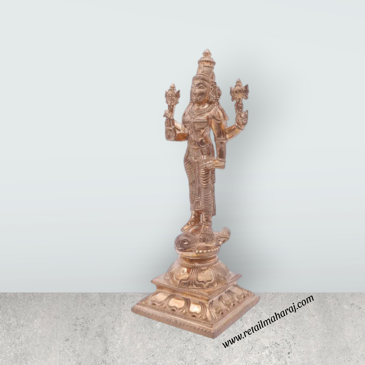 Vishnu Durga Statue Standing On Base - 6.5 x 2.5 Inches | Panchaloha Idol / Vishnu Durga Idol for Pooja - Retail Maharaj