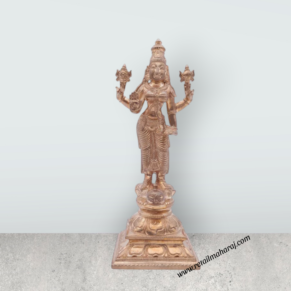 Vishnu Durga Statue Standing On Base - 6.5 x 2.5 Inches | Panchaloha Idol / Vishnu Durga Idol for Pooja - Retail Maharaj