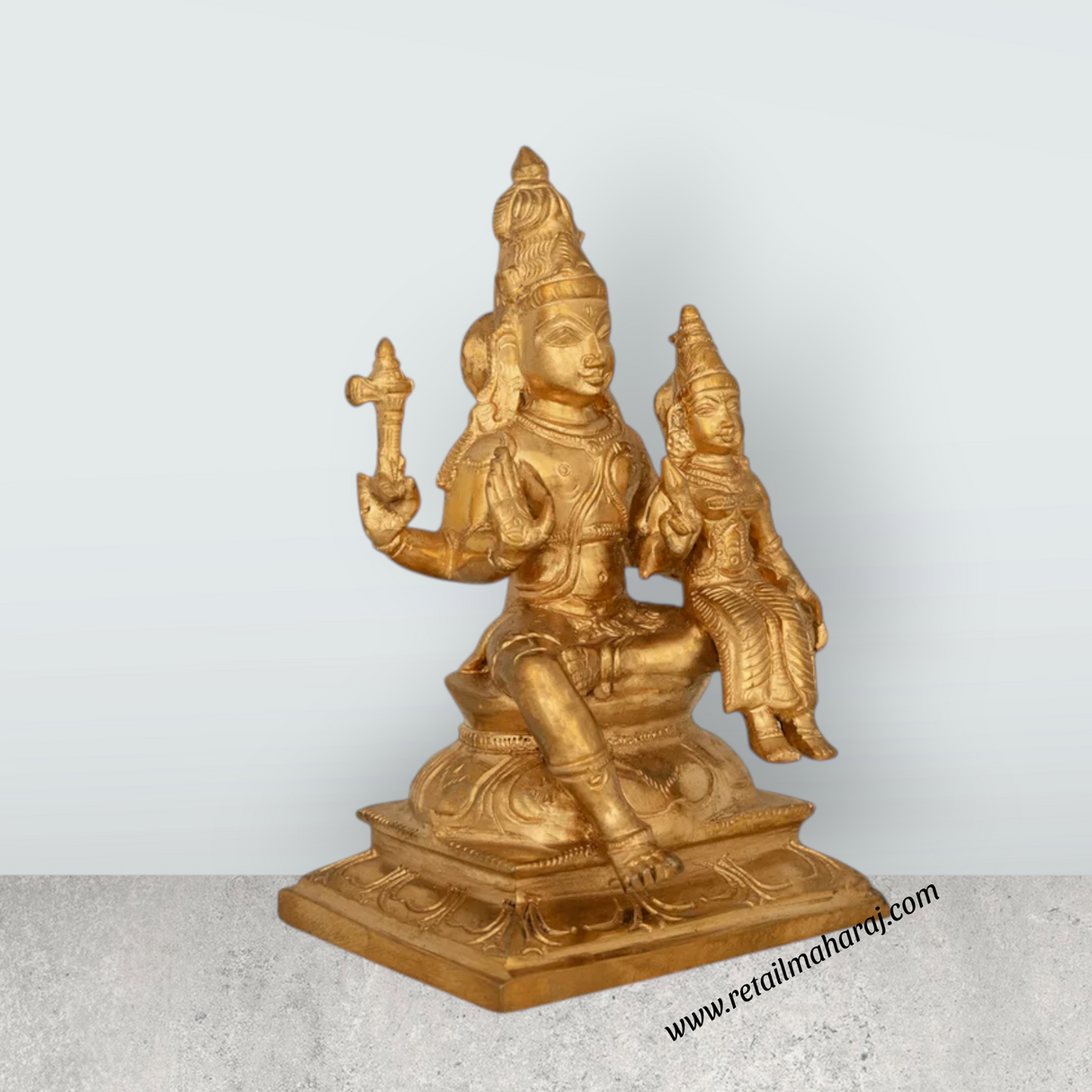 Uma Maheshwarar - 6 x 4 Inches | Panchaloha Idol / Shiv Parvati Murti / Shivan Parvati Statue for Pooja - Retail Maharaj