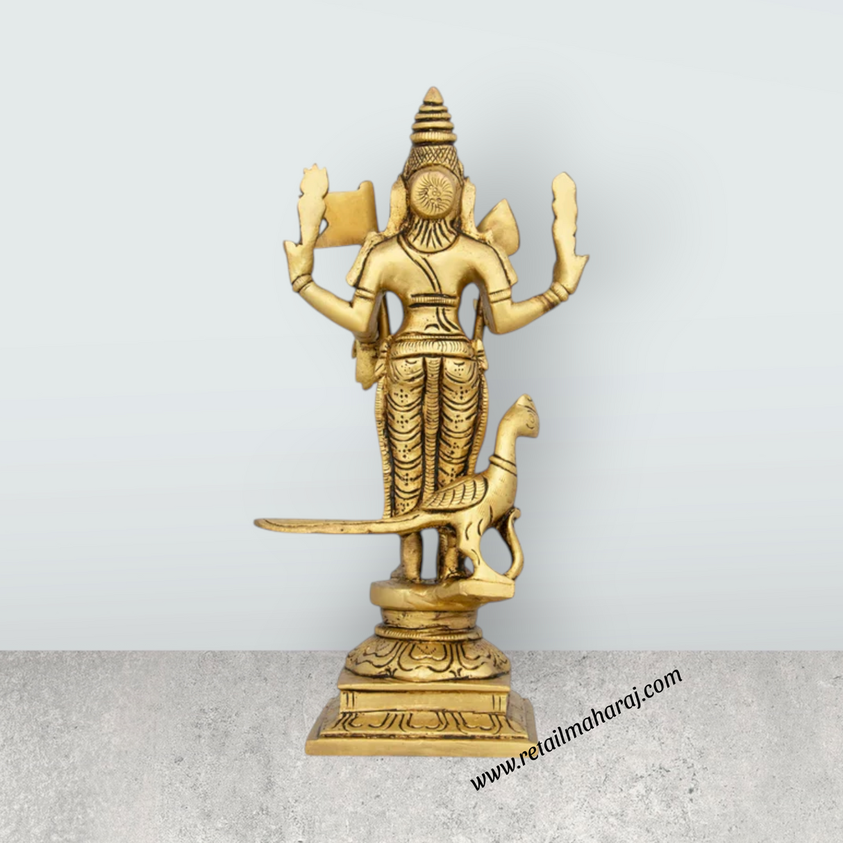 Mayil Murugan Statue - 8 x 4 Inches | Antique Brass Idol/ Peacock Murugan Silai for Pooja/ 1.125 Kgs Approx - Retail Maharaj