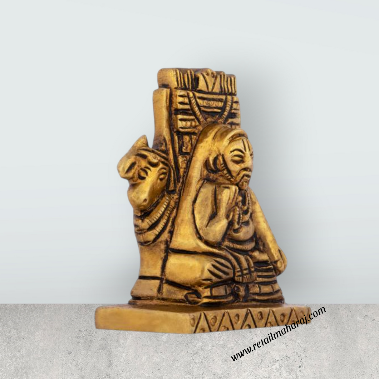 Raghavendra Swamy Idol - 2 x 1.75 Inches | Antique Brass Statue/ Raghavendra Statue for Pooja/ 200 Gms Approx - Retail Maharaj