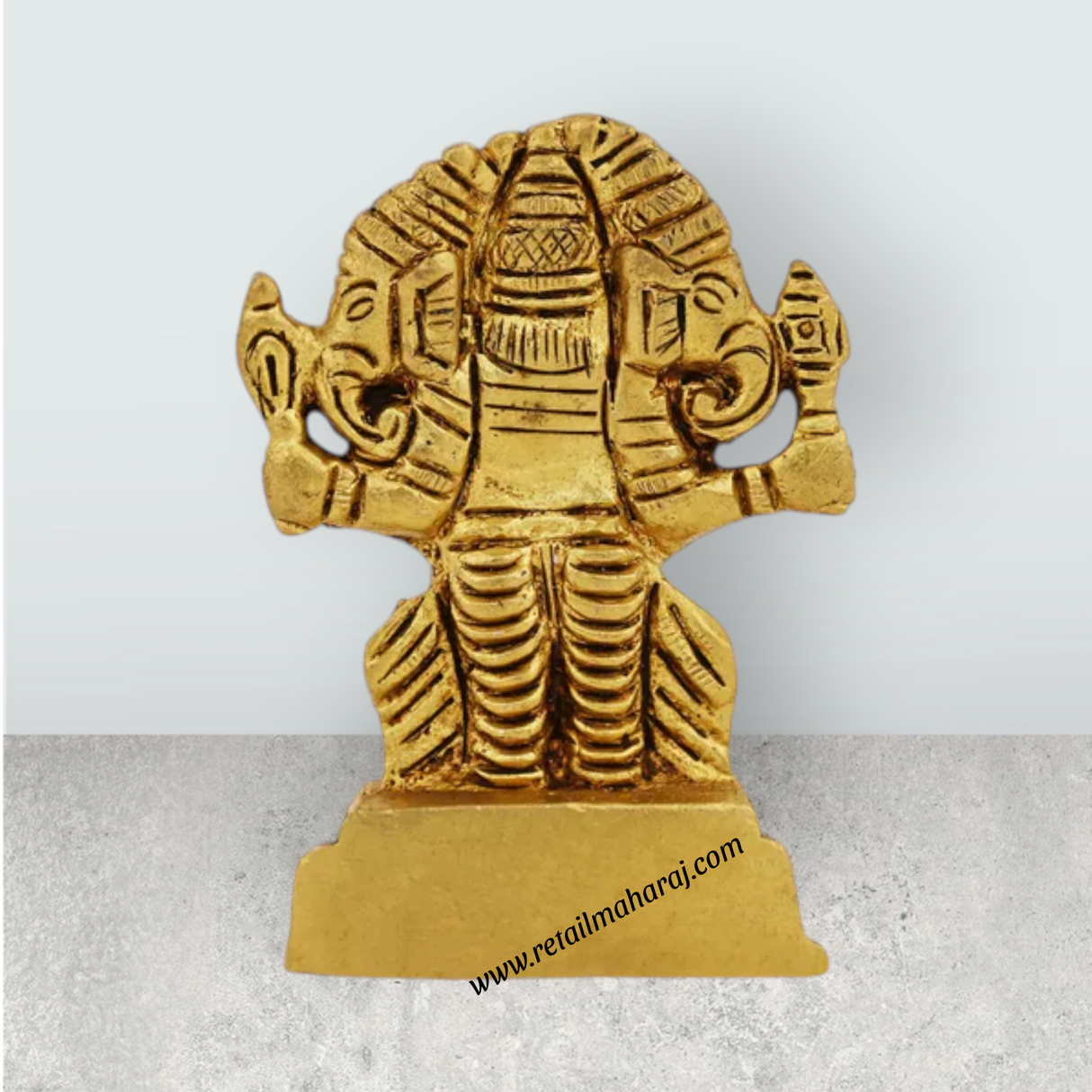 Panchamuga Ganesha Statue - 2 x 2.75 Inches | Antique Finish Vinayagar Statue / Brass Statue for Pooja - Retail Maharaj