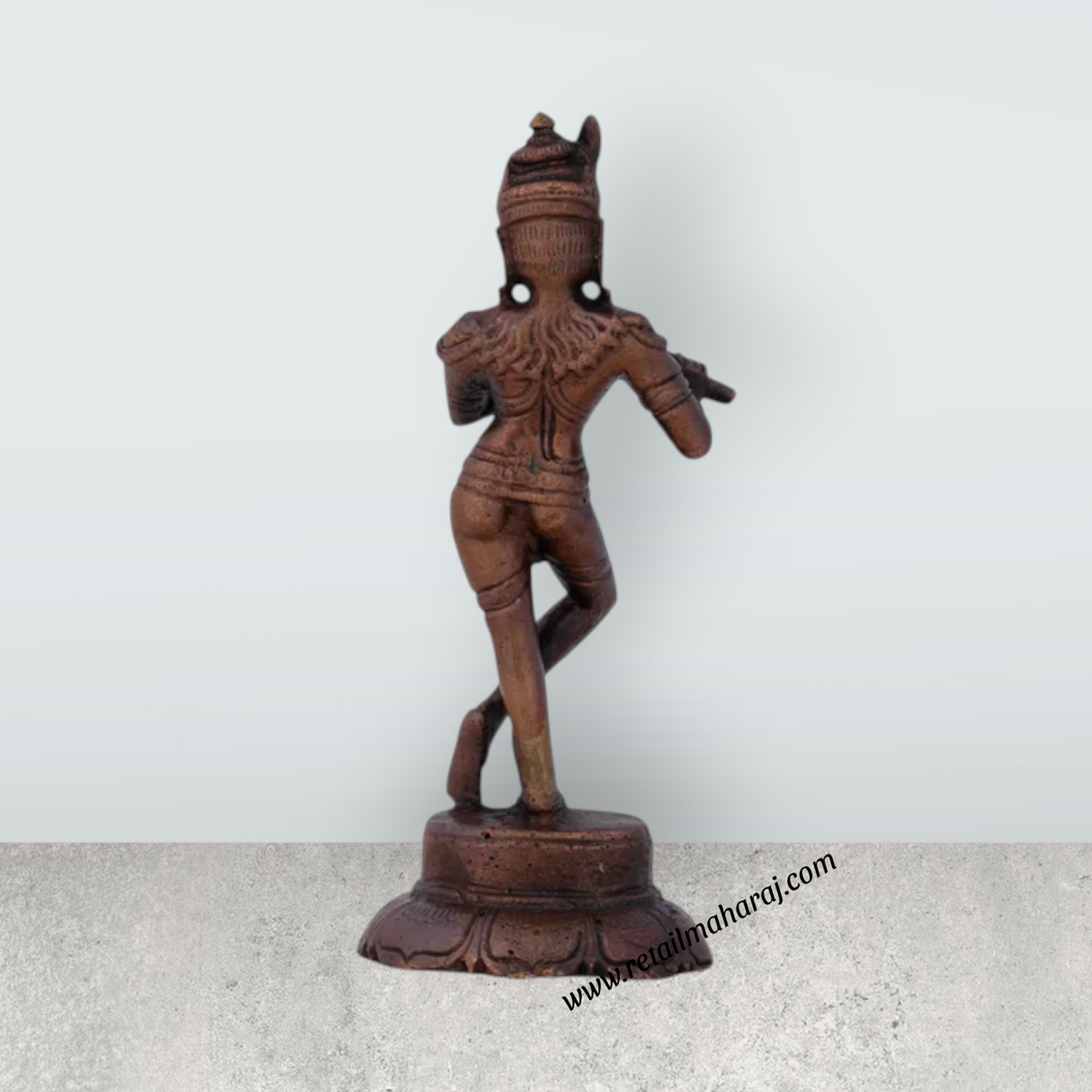 Krishnan Statue - 4 x 1.5 Inches | Copper idol/ Krishna Idol for Pooja/ 170 Gms Approx - Retail Maharaj