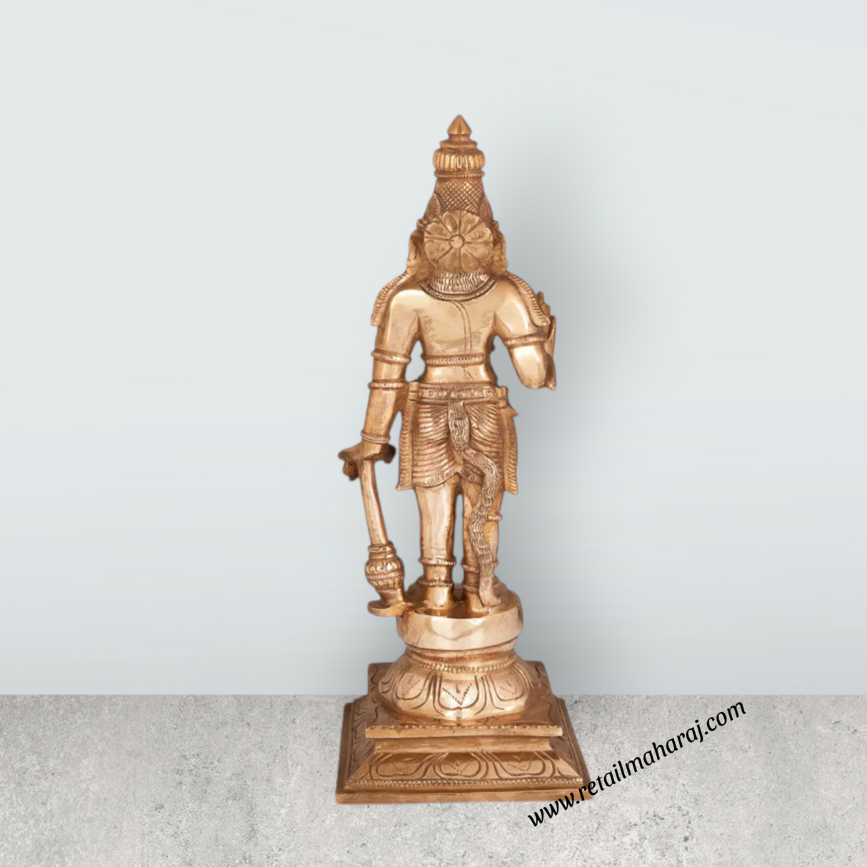 Hanuman Standing On Base Murti - 13.5 x 5 Inches | Panchaloha Statue / Anjaneya Statue for Pooja - Retail Maharaj