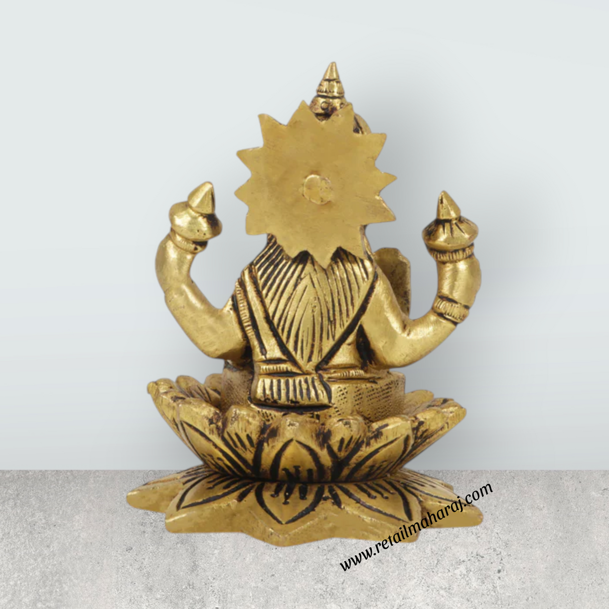Laxmi Murti - 3.5 x 2.75 Inches | Brass Idol/ Lakshmi Idol/ Lakshmi Murti/ Lakshmi Statue for Pooja - Retail Maharaj