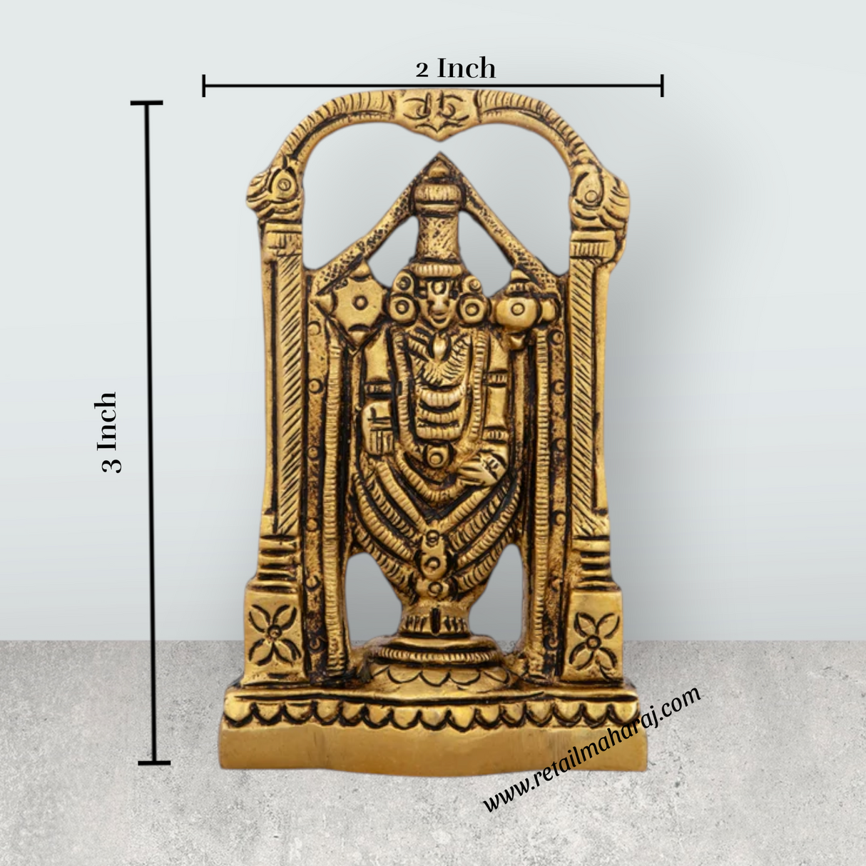 Balaji Murti - 3 x 2 Inches | Antique Brass Idol/ Standing Balaji Idol for Pooja/ 180 Gms Approx - Retail Maharaj
