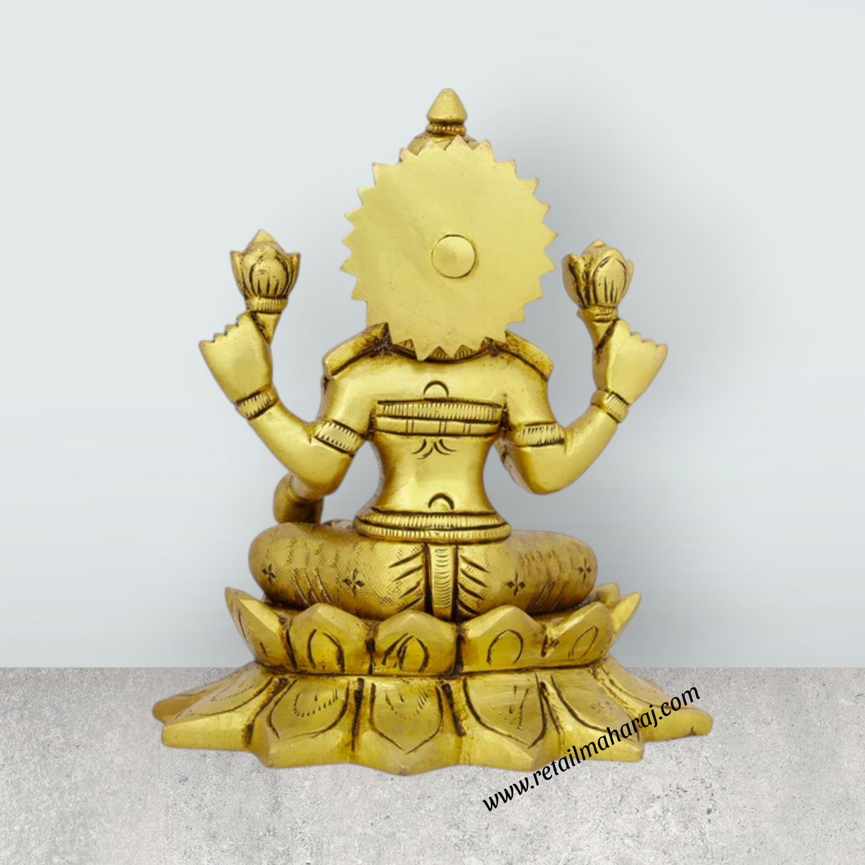 Lakshmi Idol - 5.5 x 4.5 Inches | Antique Brass Idol/ Laxmi Murti/ Lakshmi Murti for Pooja/ 1.410 Kgs Approx - Retail Maharaj