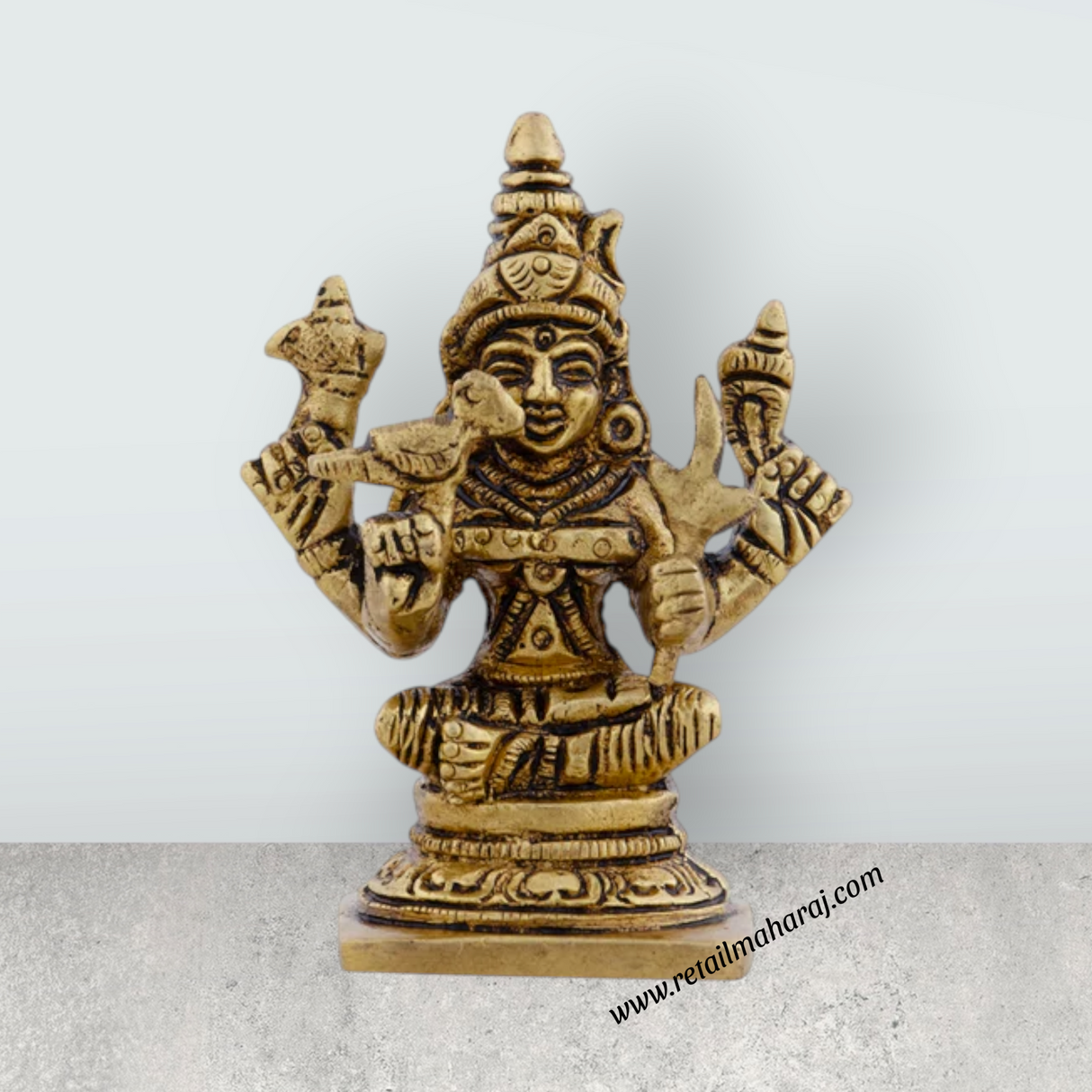 Kamakshi Idol - 3 x 2.5 Inches | Brass Idol/ Kamatchi Amman Statue for Pooja/ 160 Gms Approx