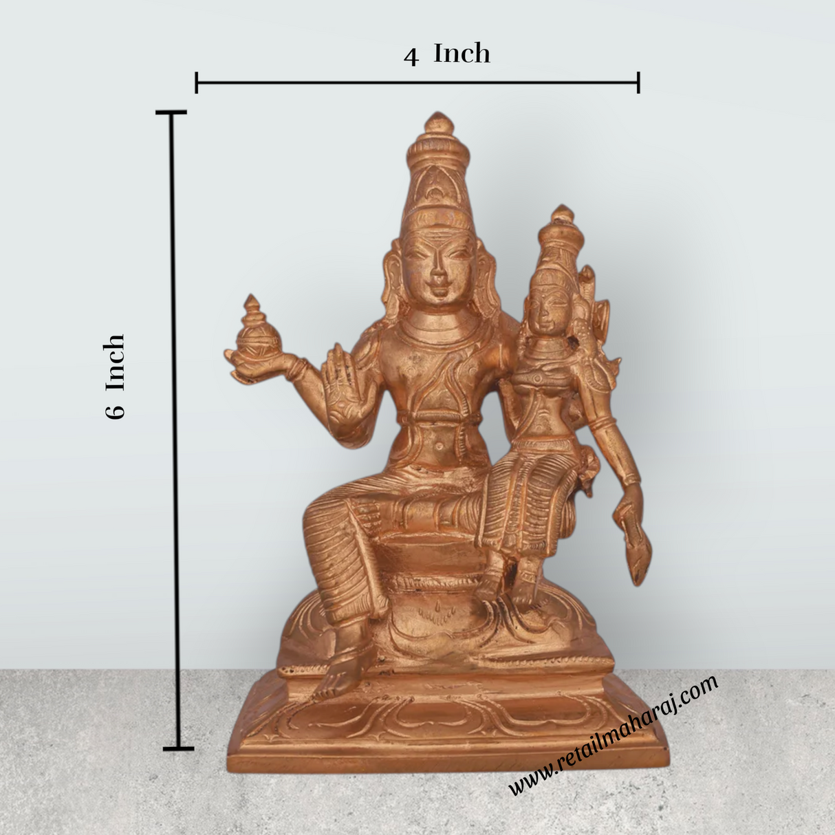 Swarna Akarshana Bhairavar Sitting on Base Murti - 6 x 4 Inches | Panchaloha Statue / Bhairava Idol for Pooja - Retail Maharaj