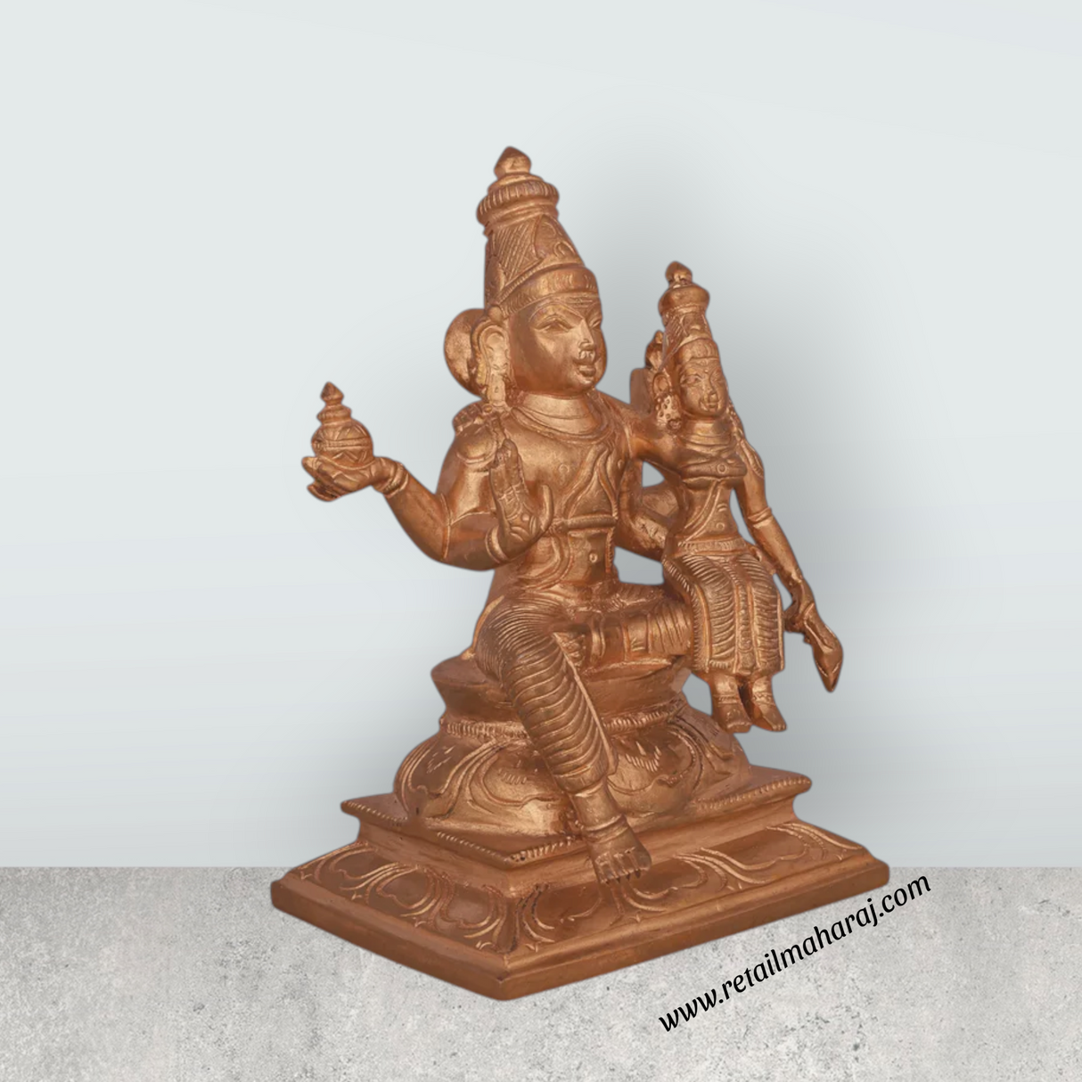 Swarna Akarshana Bhairavar Sitting on Base Murti - 6 x 4 Inches | Panchaloha Statue / Bhairava Idol for Pooja - Retail Maharaj