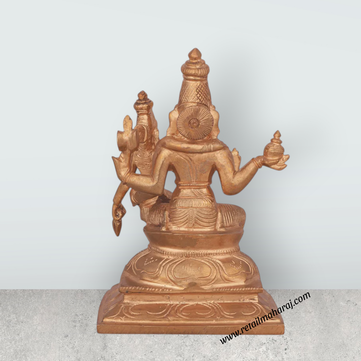 Swarna Akarshana Bhairavar Sitting on Base Murti - 6 x 4 Inches | Panchaloha Statue / Bhairava Idol for Pooja - Retail Maharaj