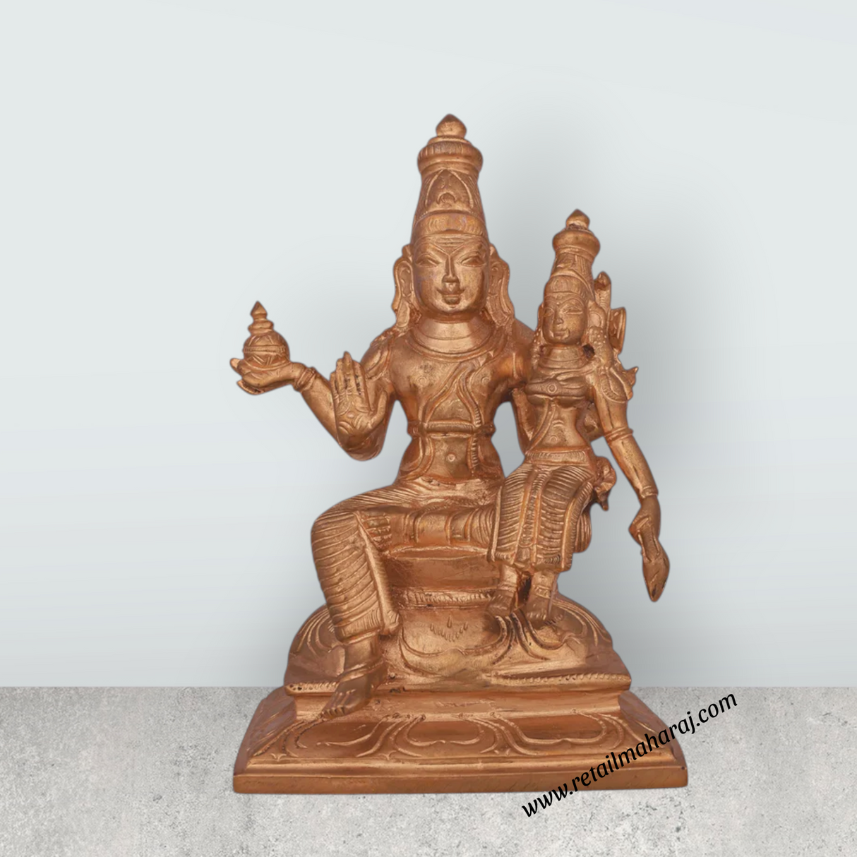 Swarna Akarshana Bhairavar Sitting on Base Murti - 6 x 4 Inches | Panchaloha Statue / Bhairava Idol for Pooja - Retail Maharaj