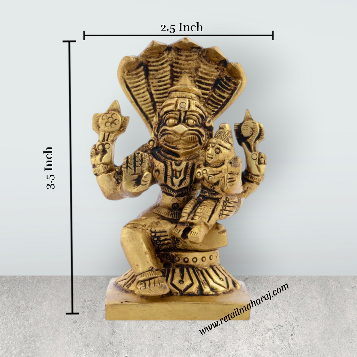 Lakshmi Narasimhar Idol - 3.5 x 2.5 Inches | Brass Antique Statue/ Lakshmi Narasimha Idol for Pooja - Retail Maharaj