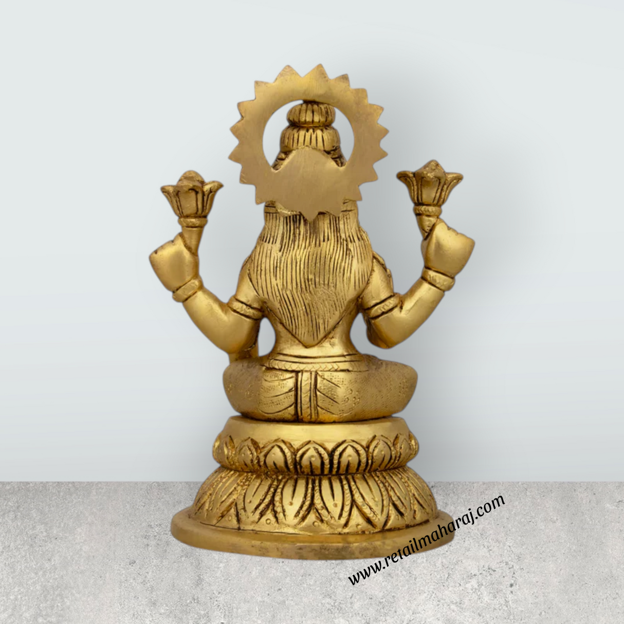 Lakshmi Idol - 6 x 4 Inches | Antique Brass Idol/ Laxmi Murti/ Lakshmi Murti for Pooja/ 1.580 Kgs Approx - Retail Maharaj