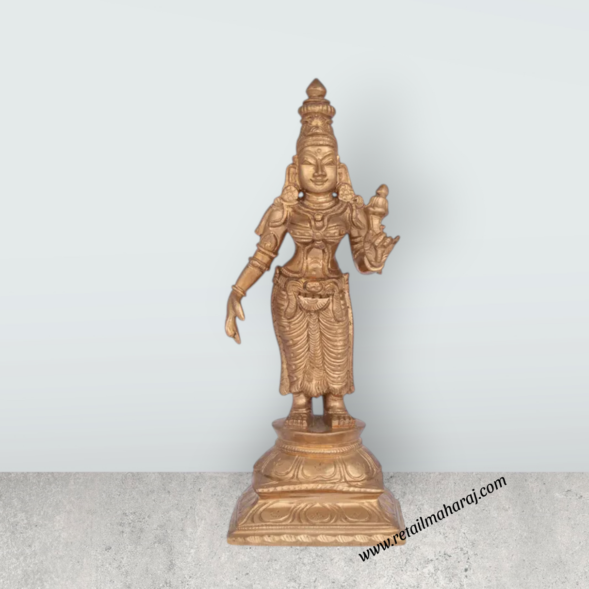 Perumal Sridevi Bhudevi Murti - 10 x 4.5 Inches | Panchaloha Idol/ Perumal with Sridevi Bhudevi Statue For Pooja - Retail Maharaj