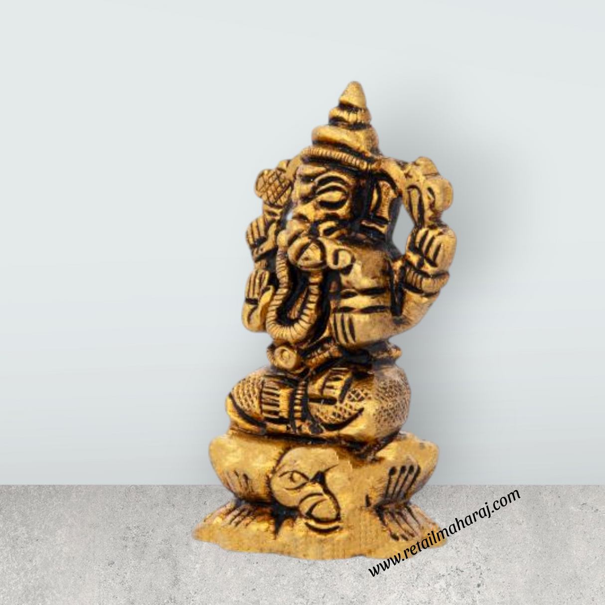 Ganesh Murti - 2 Inches | Ganapati Idol/ Antique Brass Statue/ Vinayagar Statue for Pooja/ 65 Gms Approx - Retail Maharaj