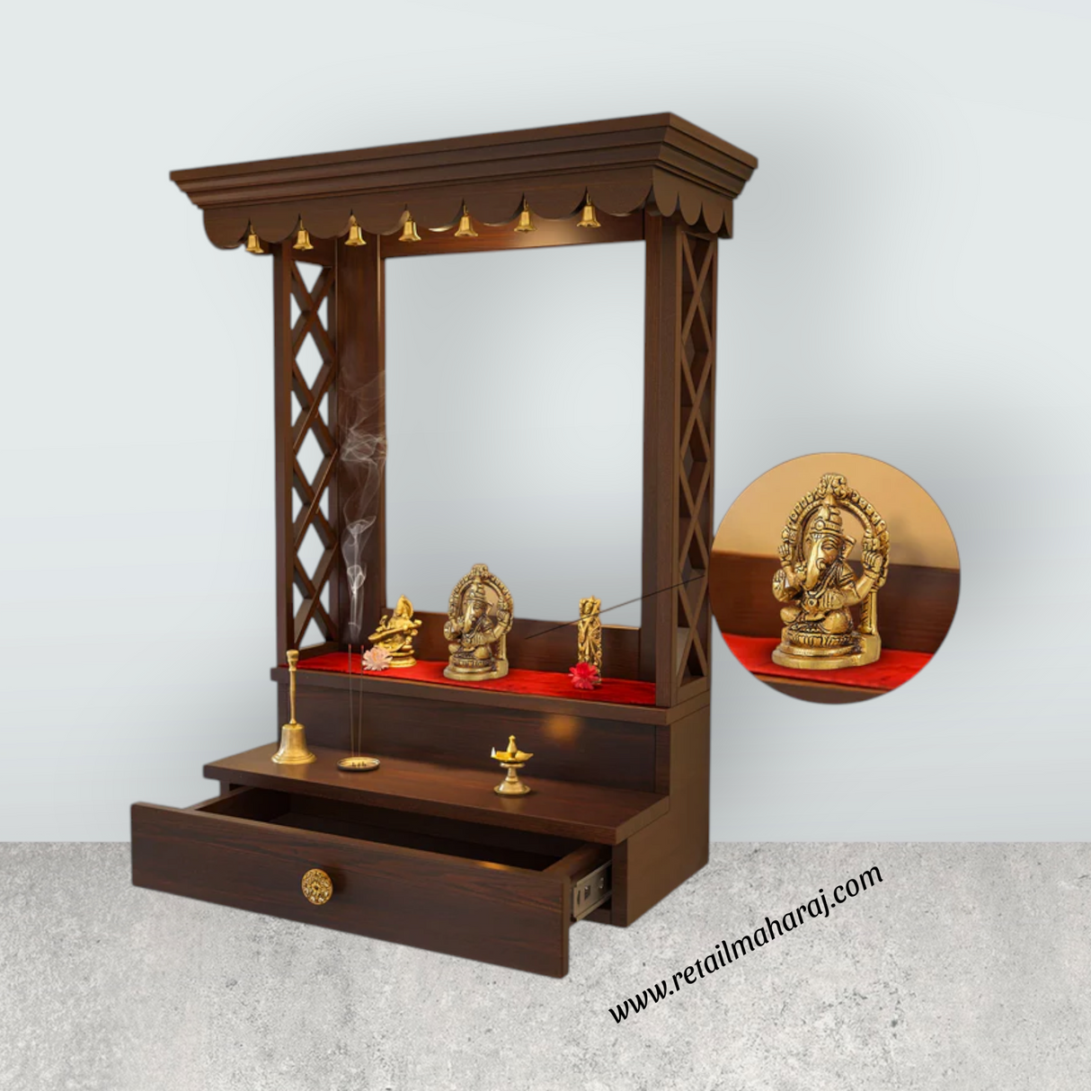 Ganesh with Arch Murti - 3.5 Inches | Antique Brass Statue/ Vinayagar Statue/ Ganesha Idol for Pooja - Retail Maharaj