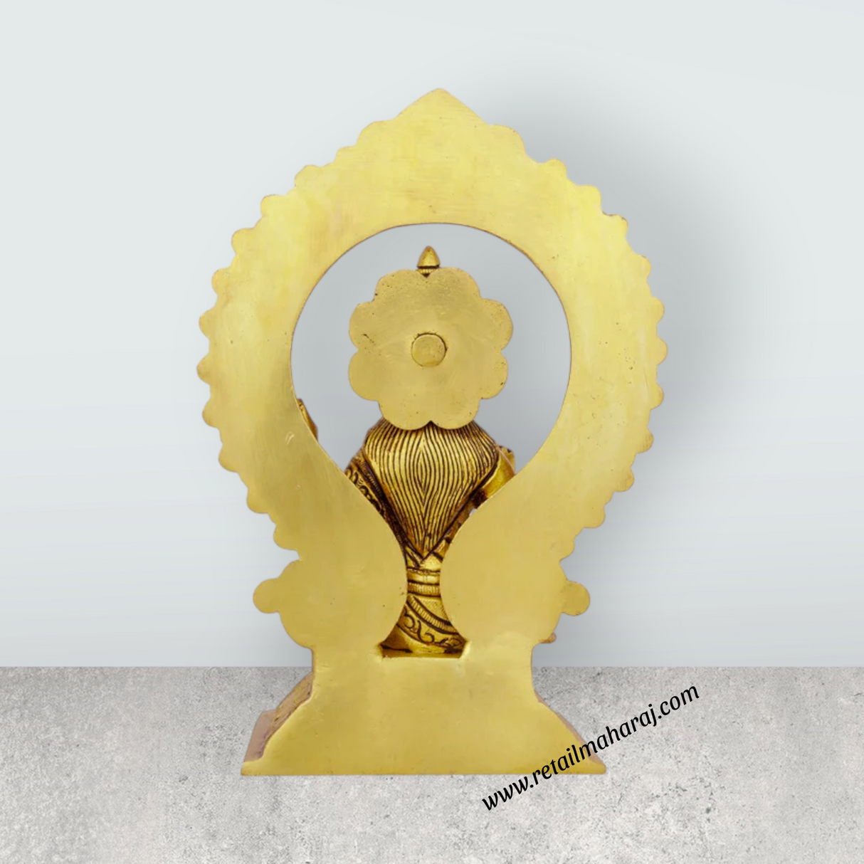 Saraswati Murti With Arch - 8 x 5.5 Inches | Antique Brass Idol/ Saraswati Idol for Pooja/ 2.060 Kgs Approx - Retail Maharaj