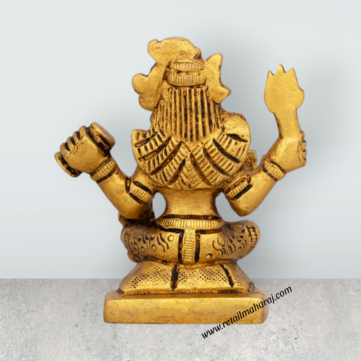 Shiva Statue With Base - 2.75 x 2 Inches | Antique Brass Idol/ Sitting Shiv Statue for Pooja/ 240 Gms Approx - Retail Maharaj