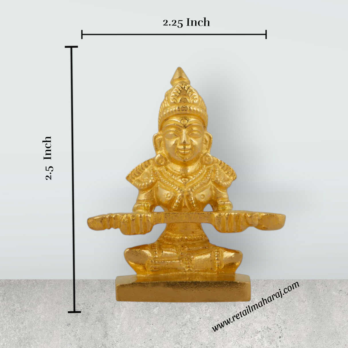 Annapuran Devi Murti - 2.5 Inches | Brass Idol/ Annapoorani Statue/ Annapurna Idol for Pooja - Retail Maharaj