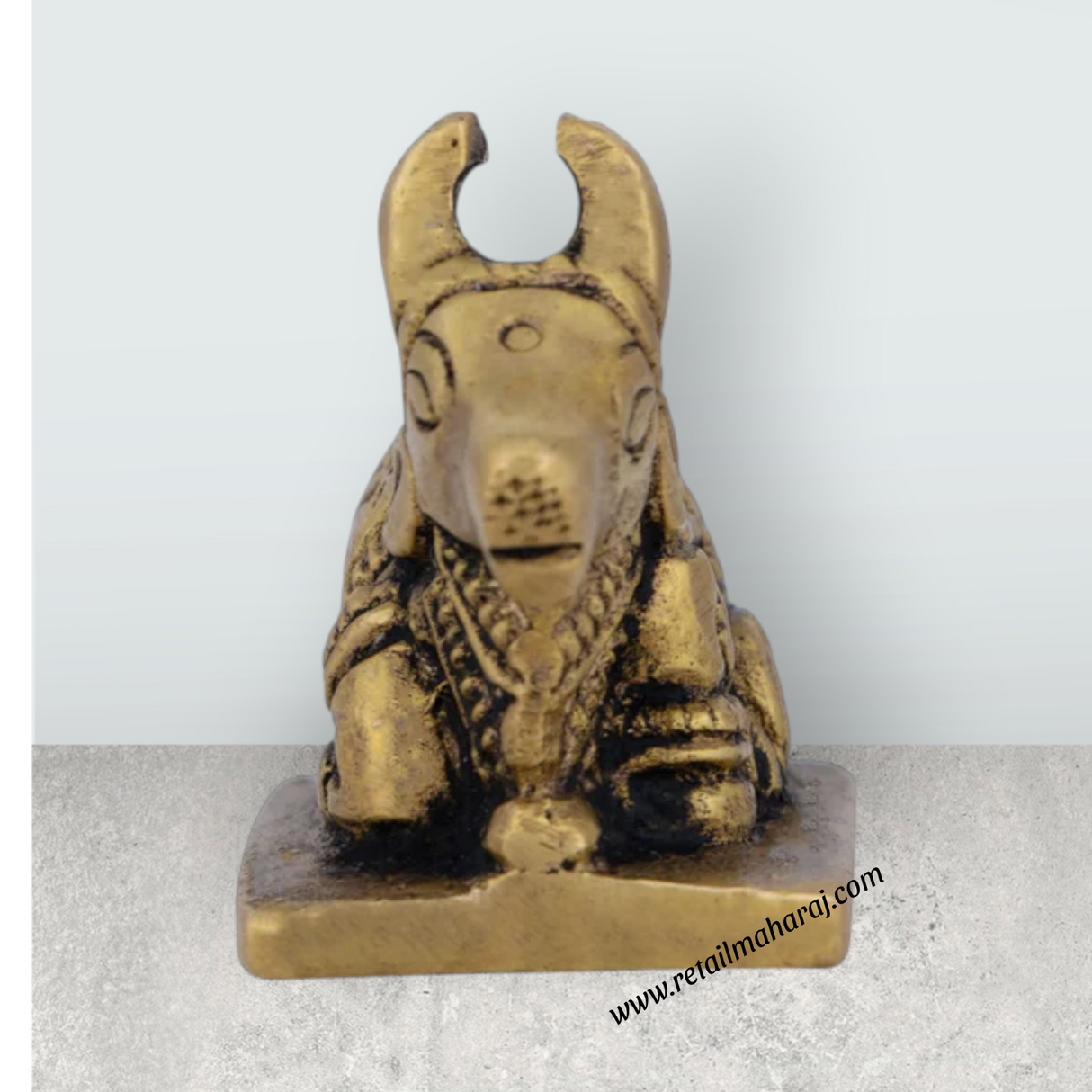 Nandi Statue – Antique Brass Nandi Murti for Pooja (1.25 x 1 Inches) - Retail Maharaj