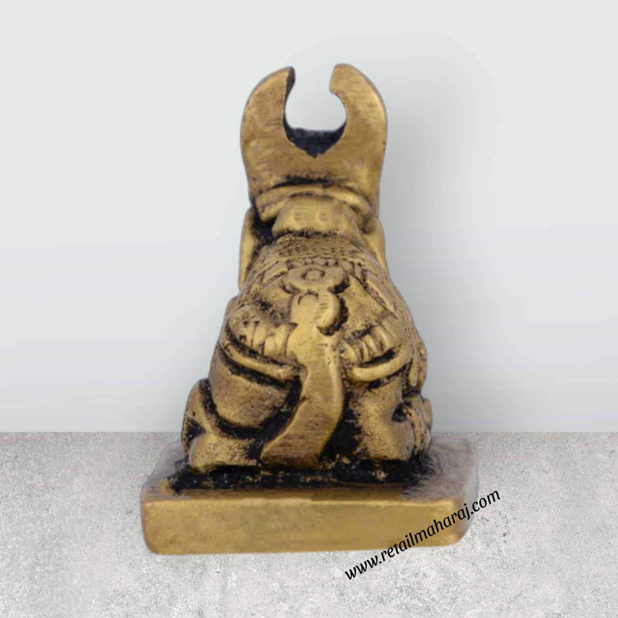 Nandi Statue – Antique Brass Nandi Murti for Pooja (1.25 x 1 Inches) - Retail Maharaj