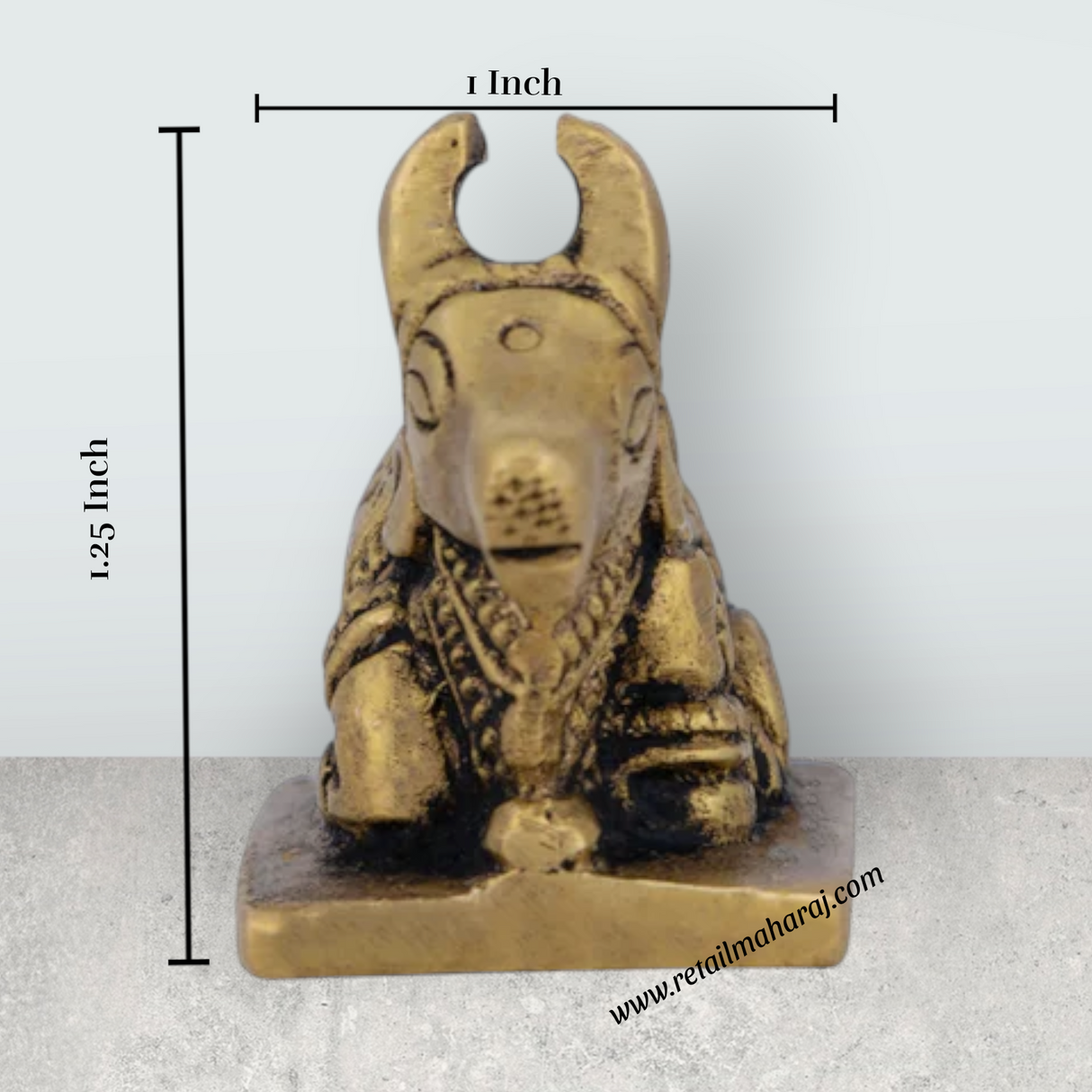 Nandi Statue – Antique Brass Nandi Murti for Pooja (1.25 x 1 Inches) - Retail Maharaj