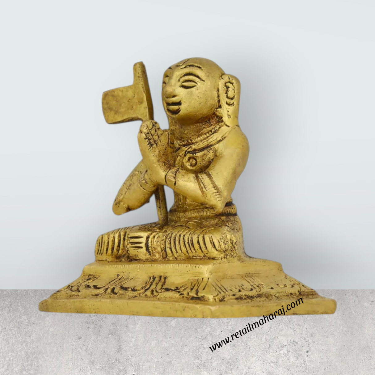Ramanujar Statue Sitting On Base - 2.5 x 2 Inches | Antique Brass Idol/ Ramanujar Idol for Pooja
