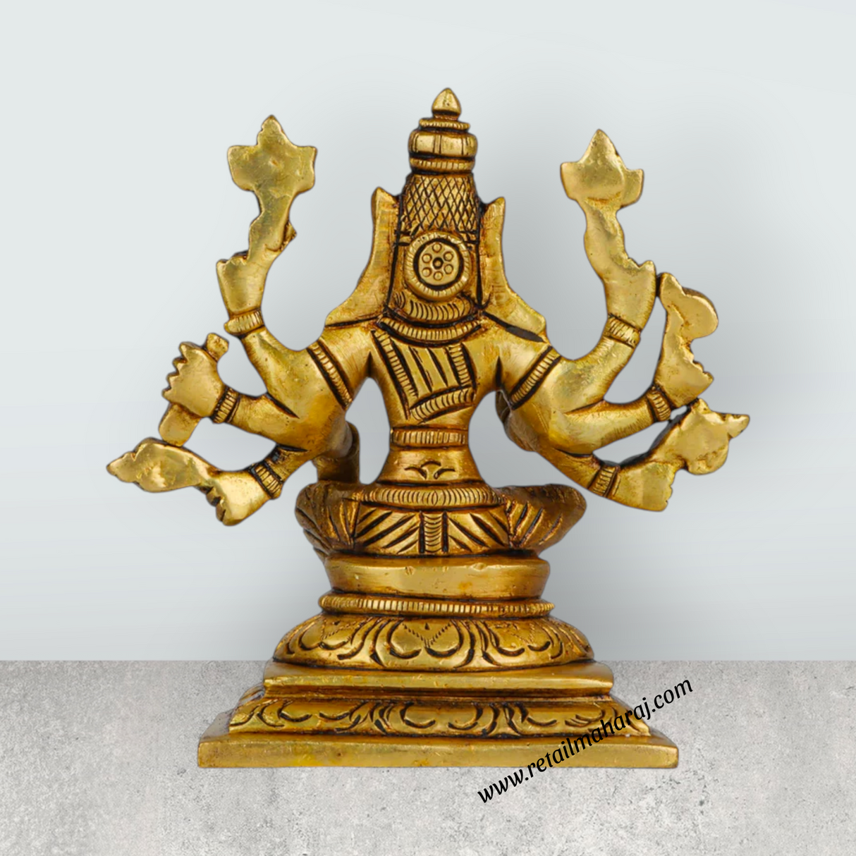 Varahi Amman Statue - 4 x 3.5 Inches | Varahi Idol/ Antique Brass Statue/ Varahi 8 Hands Idol for Pooja - Retail Maharaj