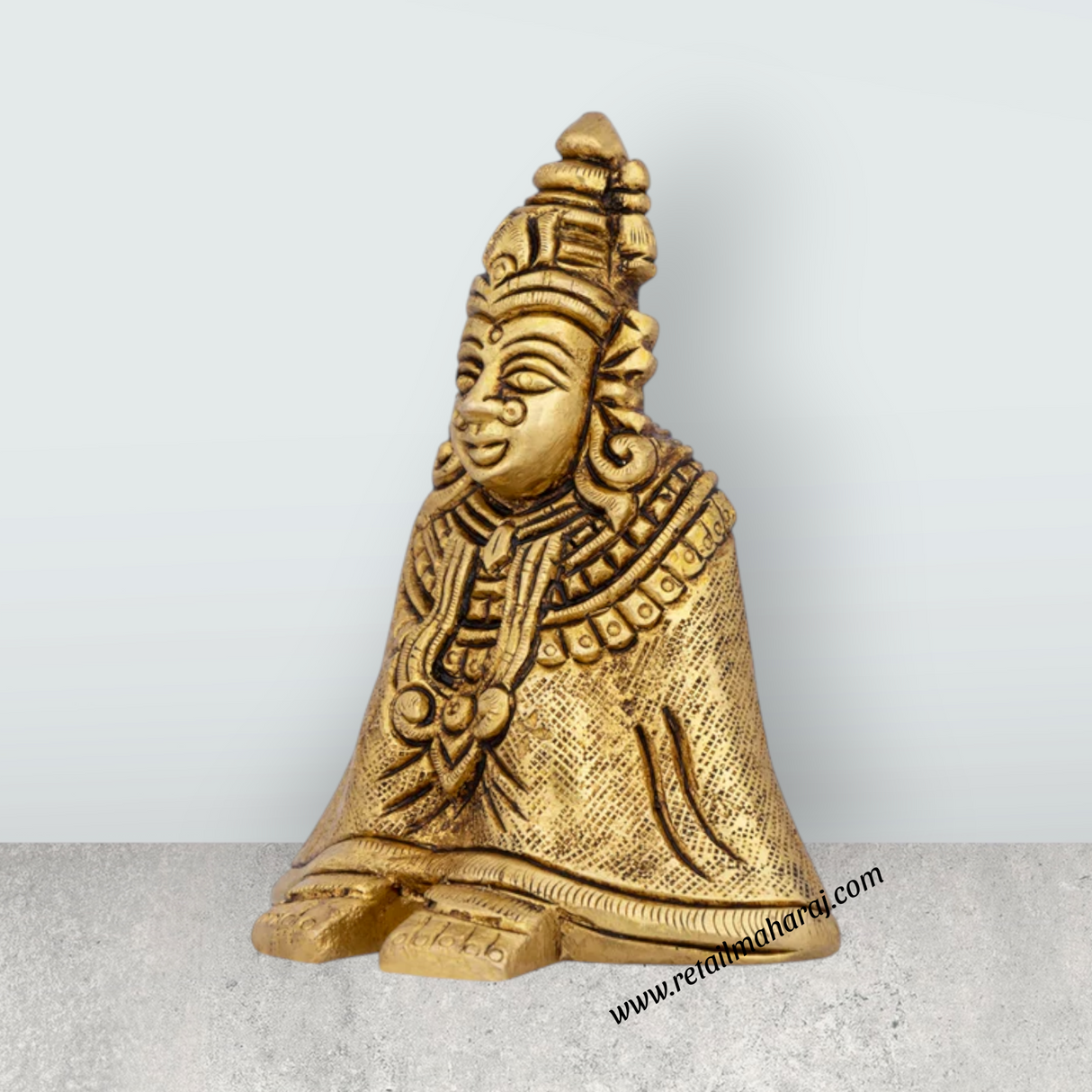 Tulja Bhavani Murti - 3.5 x 2.75 Inches | Antique Brass Idol/ Tulja Bhavani Idol for Pooja - Retail Maharaj