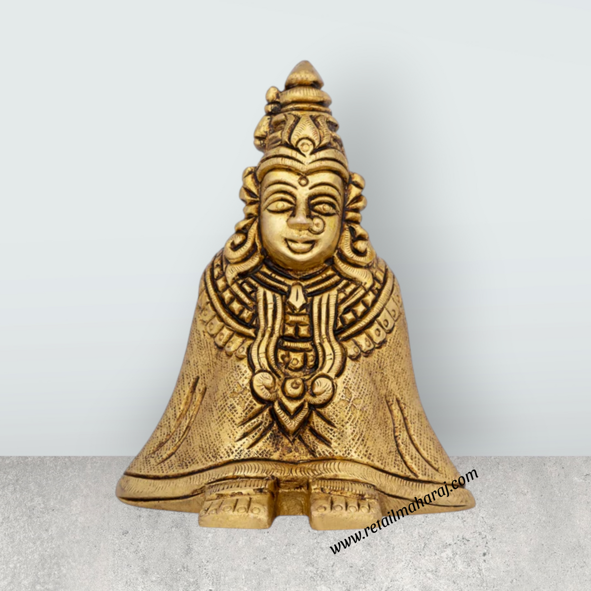 Tulja Bhavani Murti - 3.5 x 2.75 Inches | Antique Brass Idol/ Tulja Bhavani Idol for Pooja - Retail Maharaj