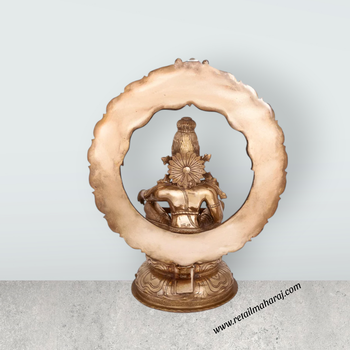 Ayyappan Mala with Arch Murti - 16 x 11 Inches | Panchaloha Ayyappa Idol/ Iyyapan Statue For Pooja - Retail Maharaj