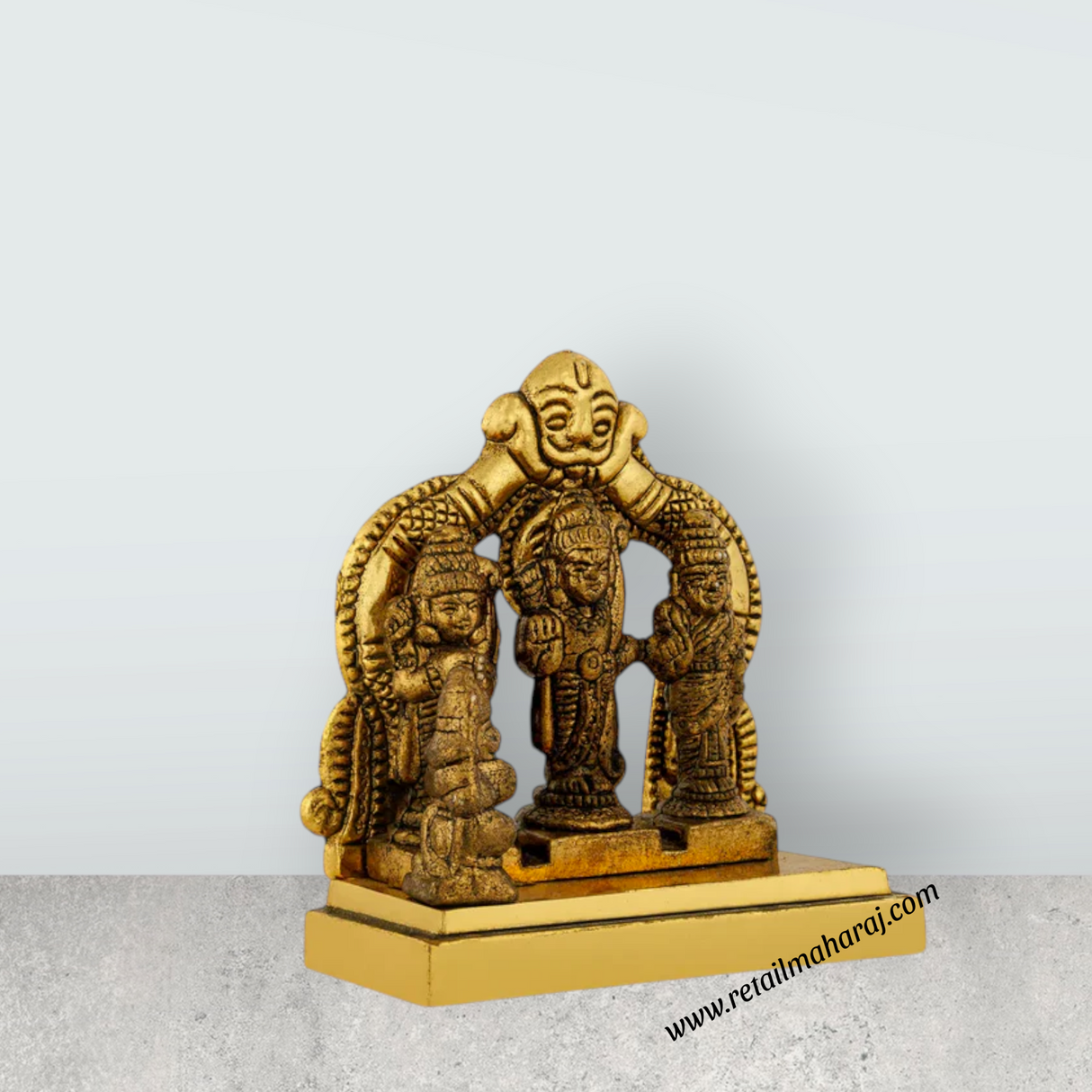Brass Ramar Pattabhishegam Idol – 3 X 3 Inches | Gold Finish / Brass Ram Darbar Statue / Pooja & Gifting - Retail Maharaj