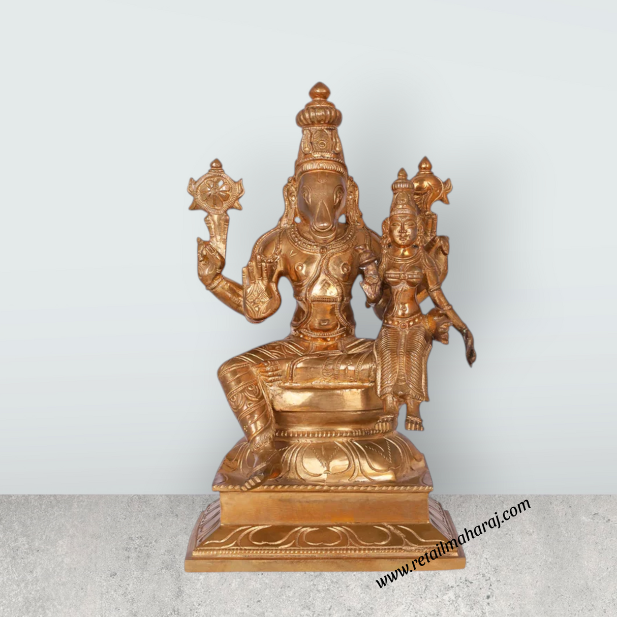 Lakshmi Hayagriva Statue With Arch - 9 x 6 Inches | Panchaloha Statue/ Lakshmi Hayagreevar Idol for Pooja - Retail Maharaj