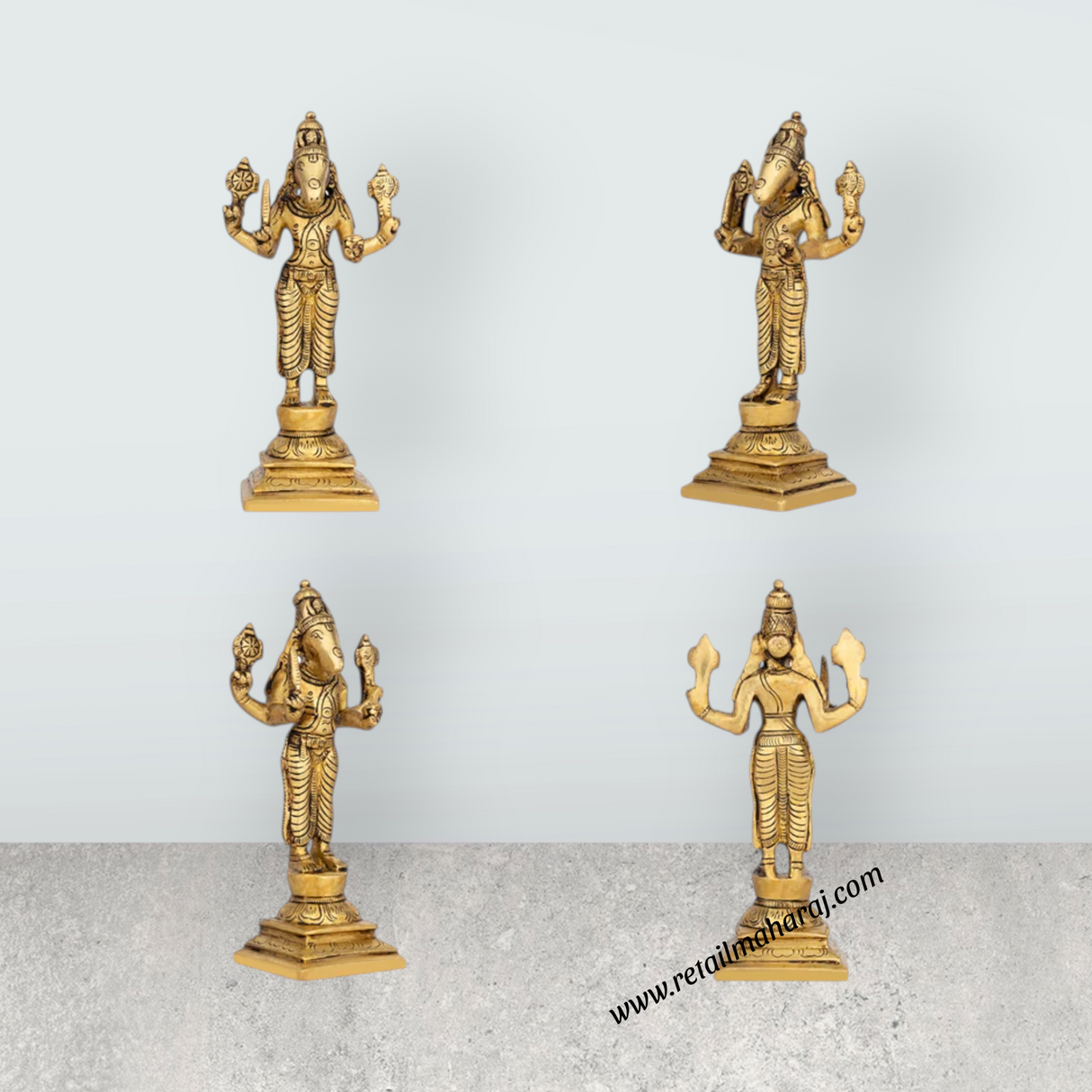 Dasavathaaram Murti Set - 6 x 2 Inches | Antique Brass Idol/ Vishnu Ten Incarnations Avatars Idols for Pooja